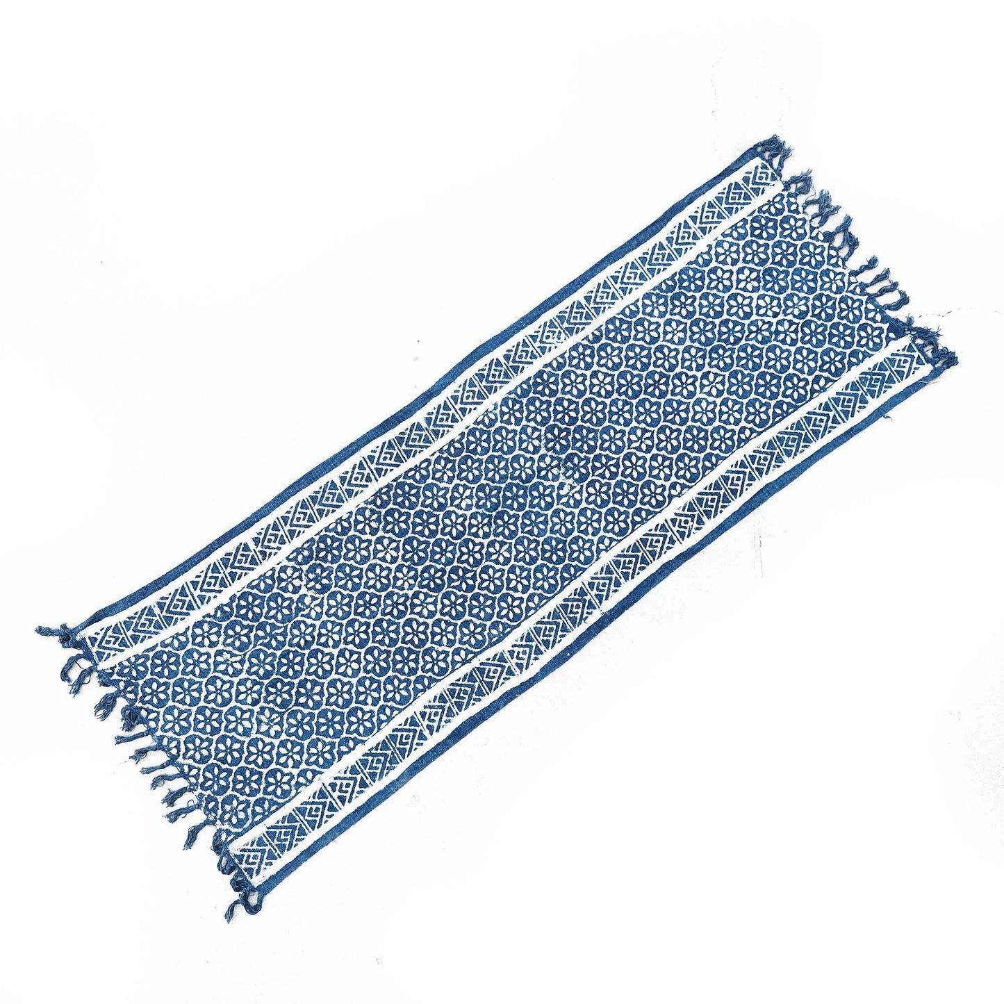 Chemin de table indigo fait main - 170 x 60 cm - Madjid Tiles