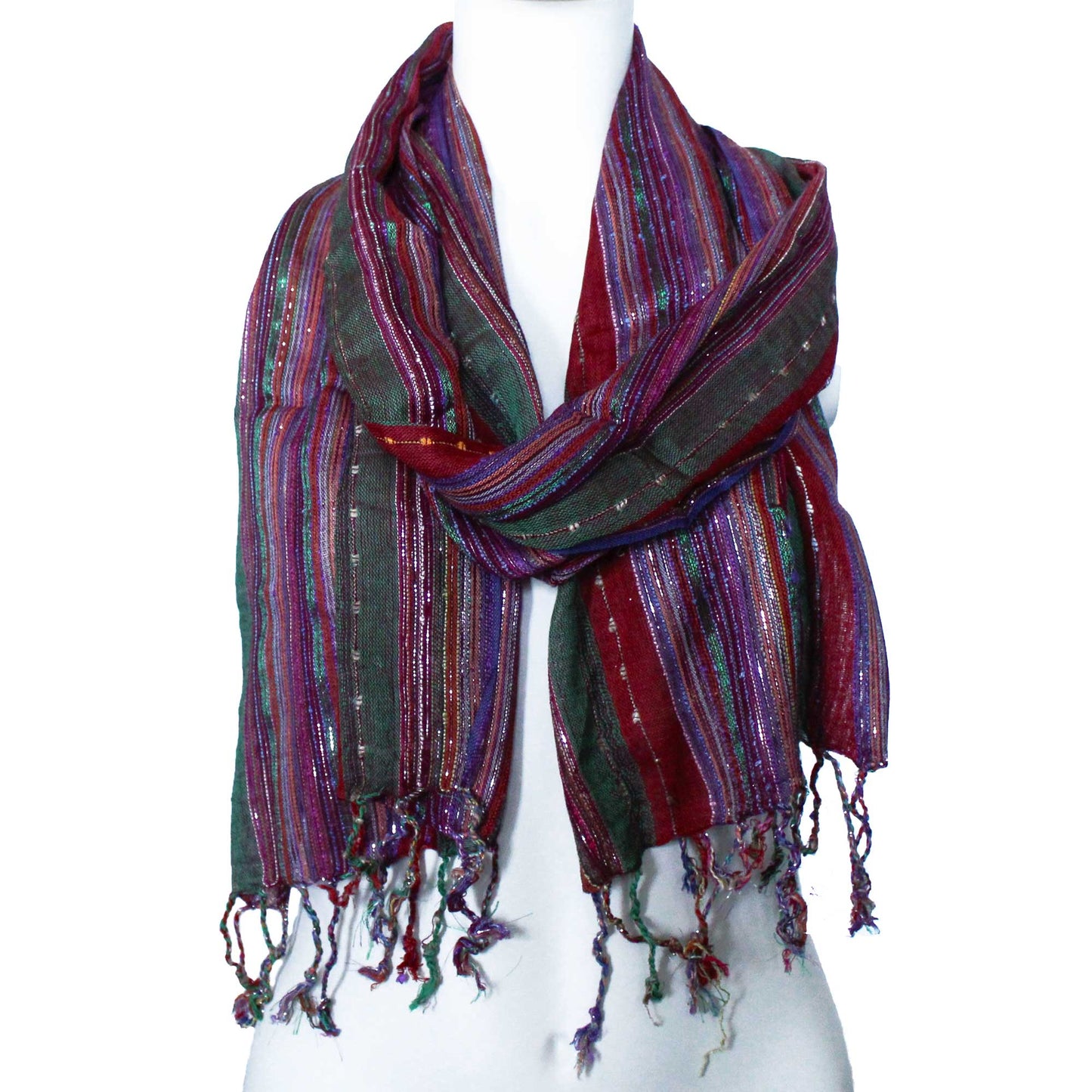 Foulards indiens bohèmes - 22 x 72 cm - Verts aléatoires