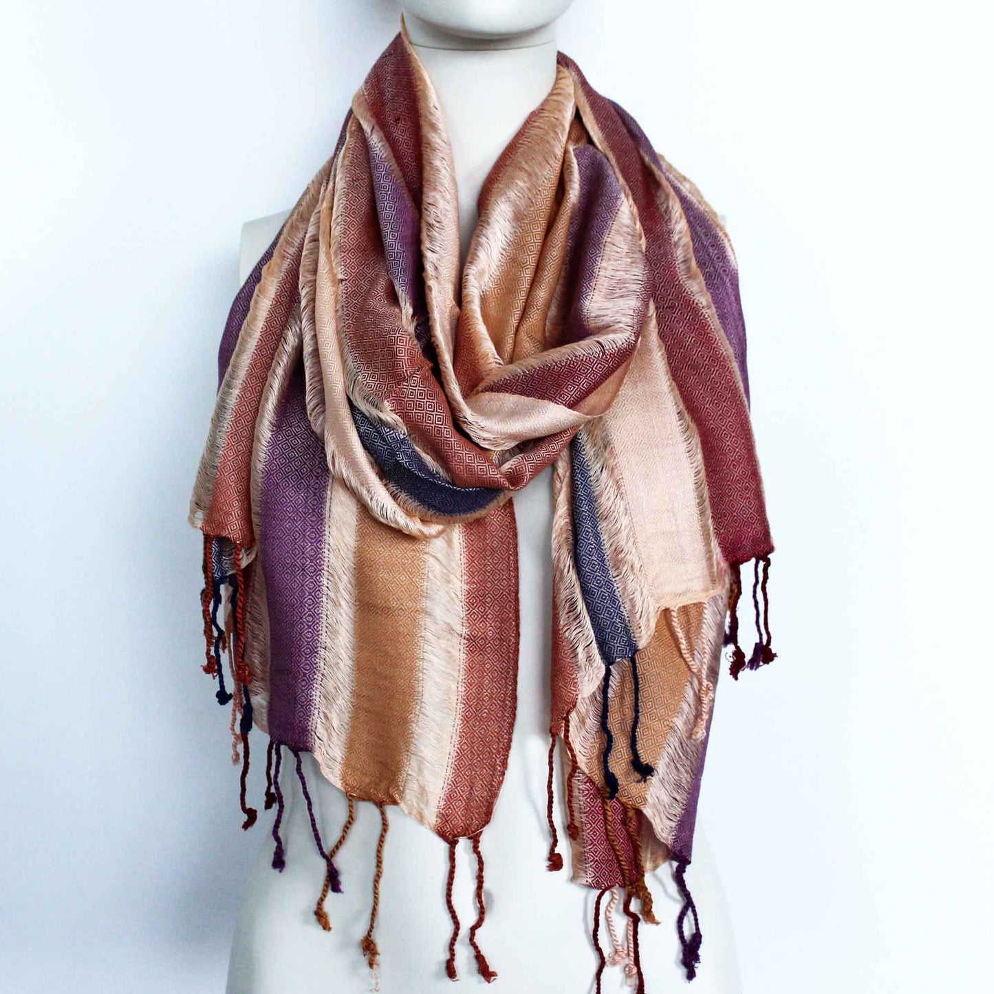 Grands foulards indiens bohèmes - 28 x 72 cm - Verts aléatoires