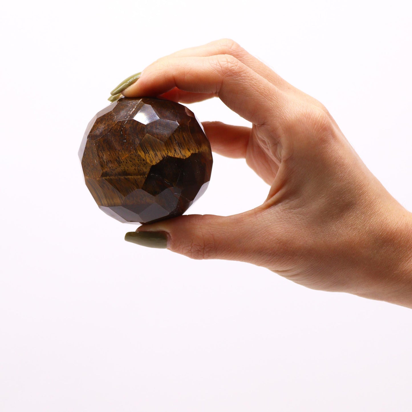 Boule de guérison et support en pierre précieuse – Œil de tigre