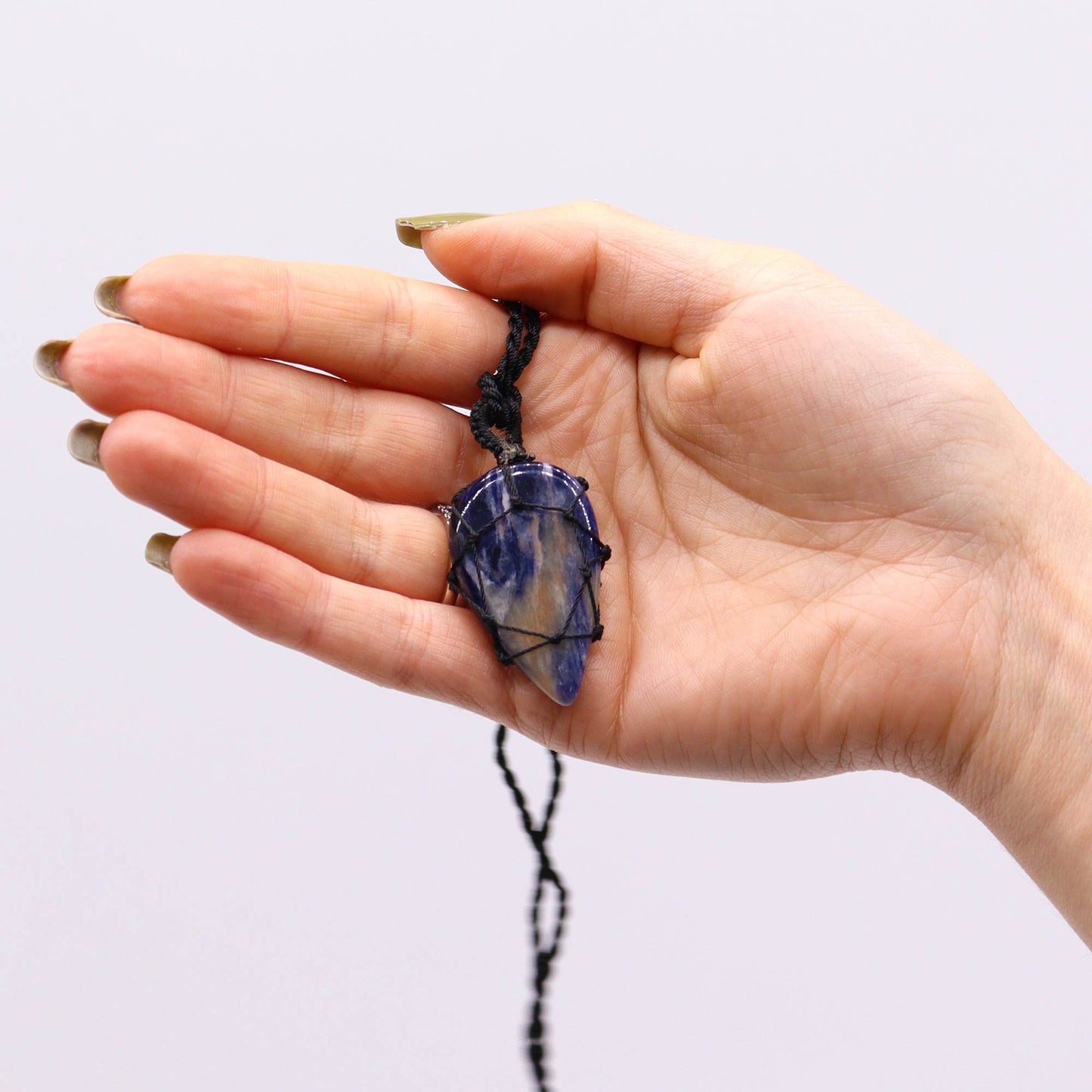Pendule en pierre précieuse en forme de lingam - Quartz rose