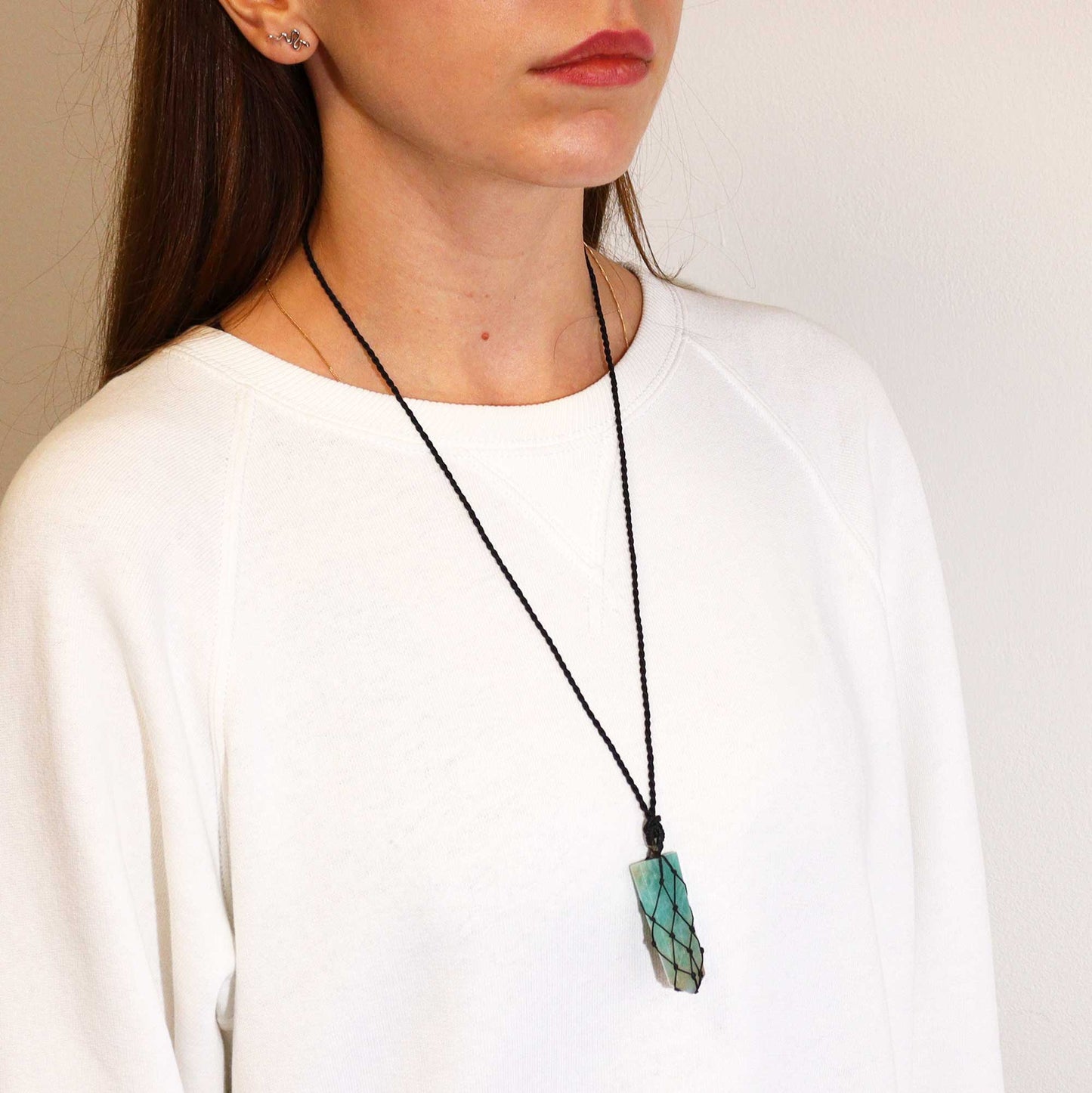 Pendentif à griffes plates avec pierres précieuses entrelacées - Amazonite