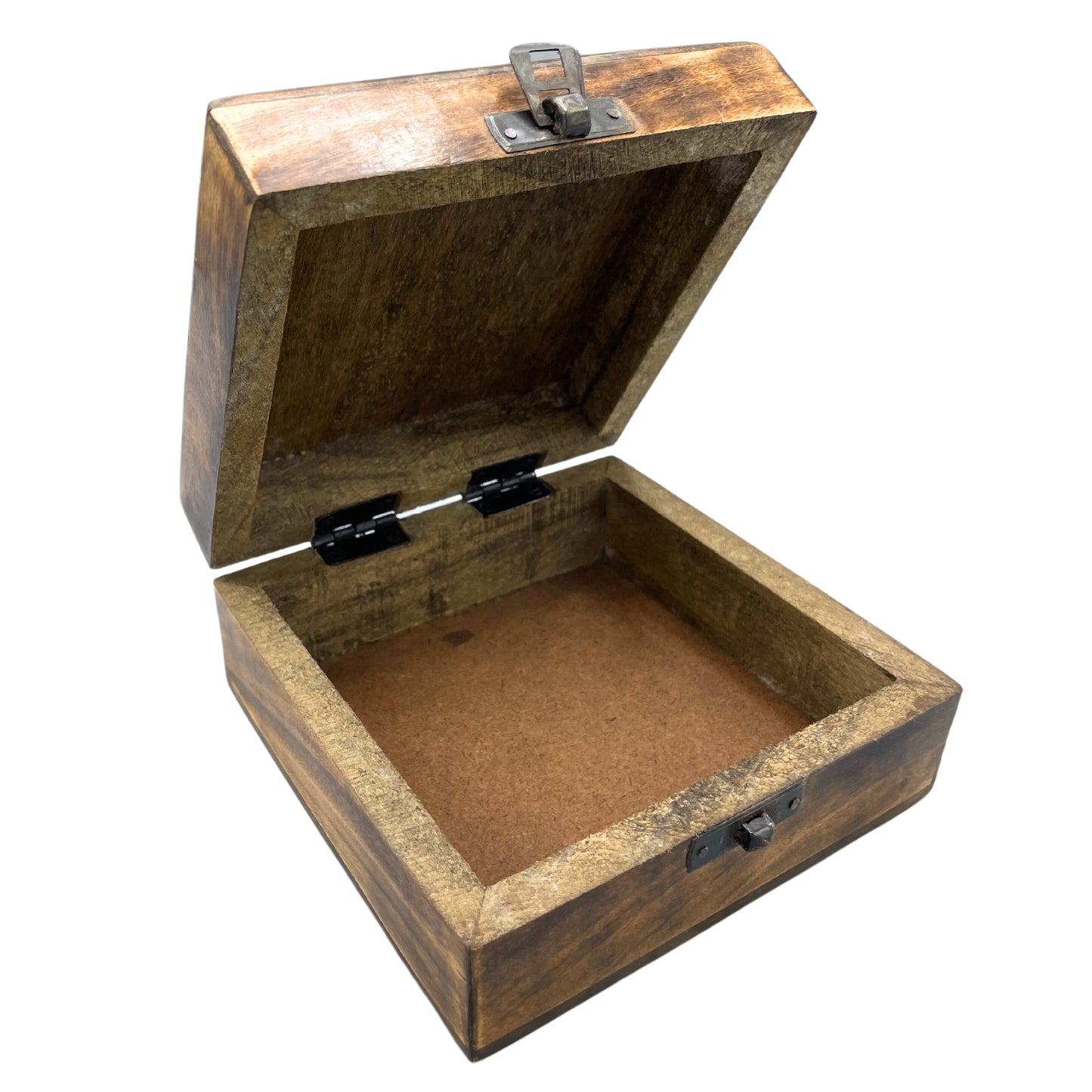 Boîte à souvenirs carrée en bois 13 x 13 x 6 cm - Bouddha