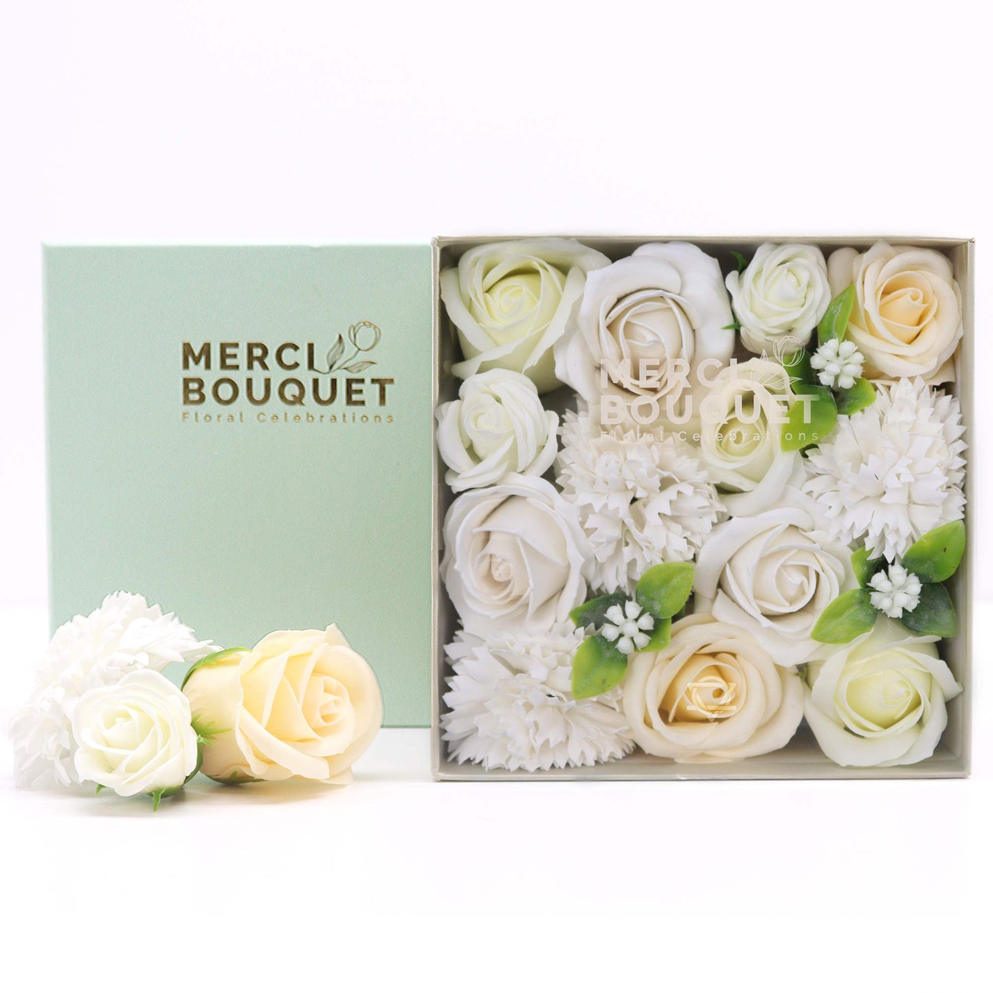 Boîte carrée - Bénédictions de mariage - Blanc et ivoire