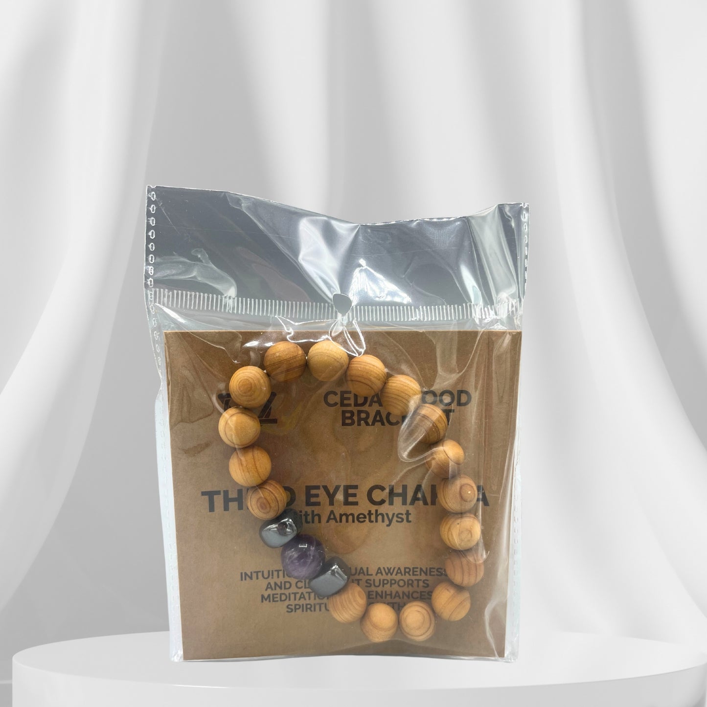 Bracelet en cèdre - Chakra du troisième œil - Améthyste