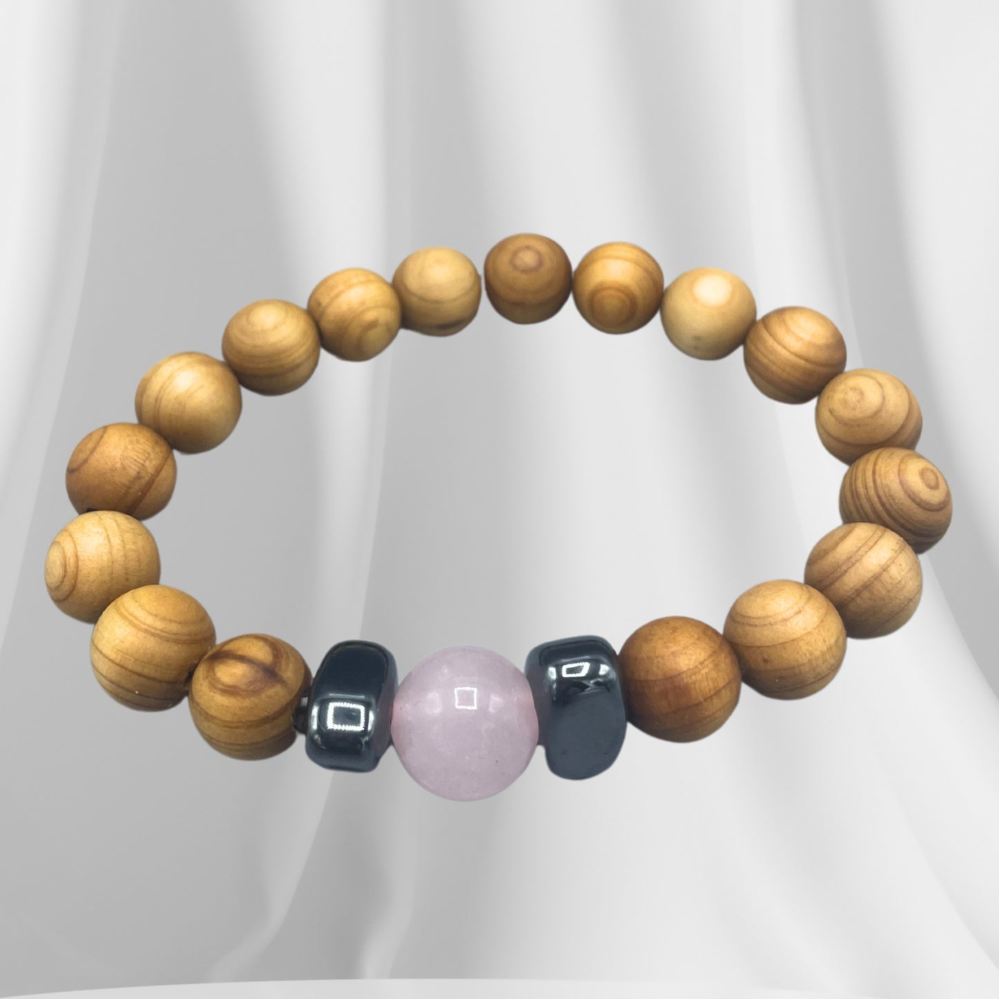 Bracelet Cèdre - Chakra du Cœur - Quartz Rose