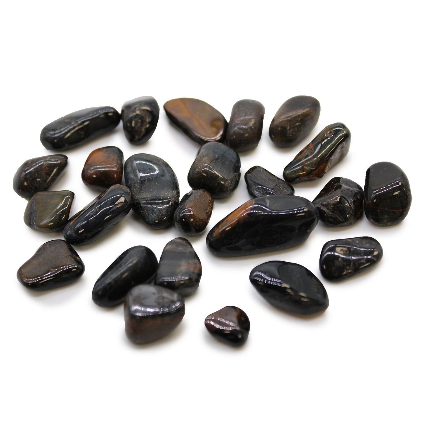 24 x Pequeñas piedras africanas - Ojo de tigre - Azul