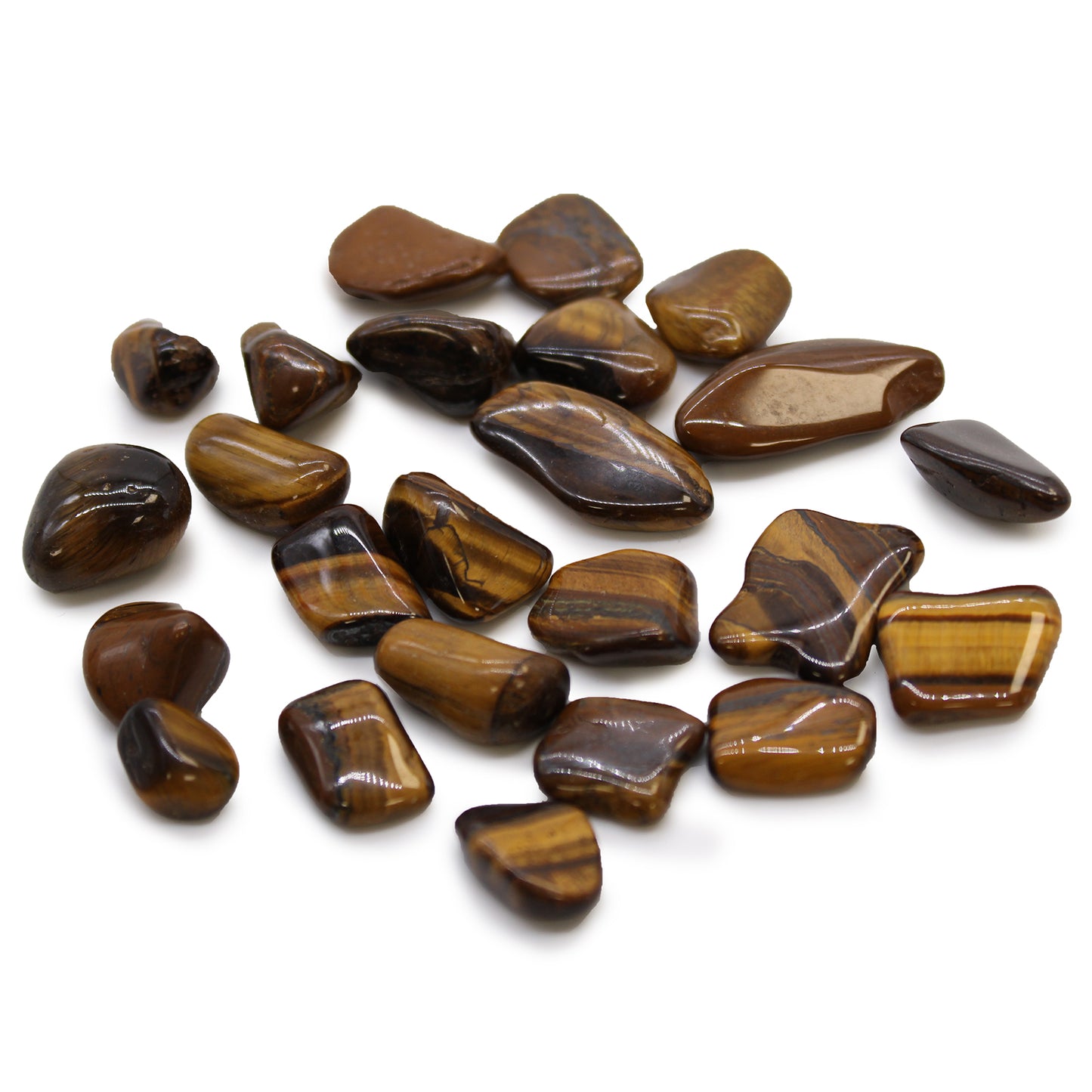 24 x Pequeñas piedras africanas - Ojo de tigre - Dorado
