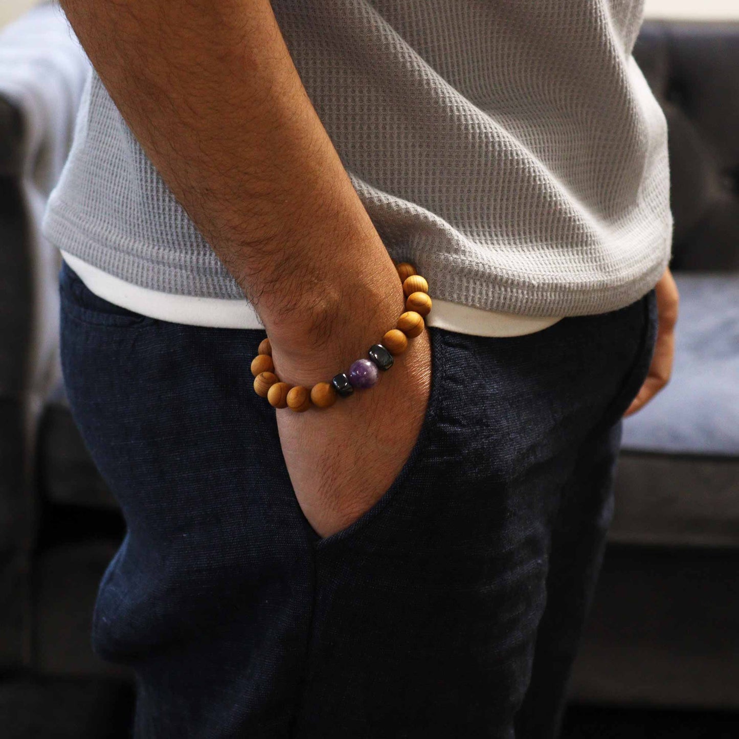 Bracelet en cèdre - Chakra du troisième œil - Améthyste