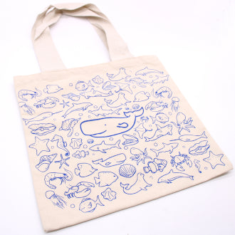 Grands sacs en coton - 38x42cm - Vie marine - 280g