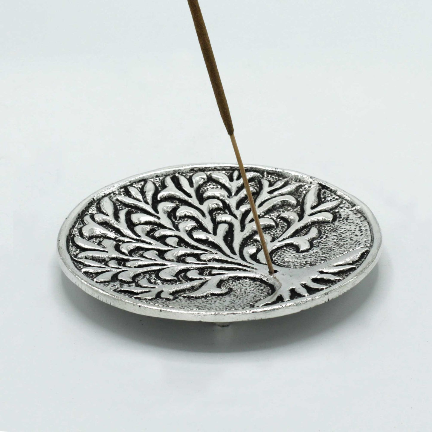 Räucherstäbchenhalter „Baum des Lebens“ aus poliertem Aluminium, 10 cm