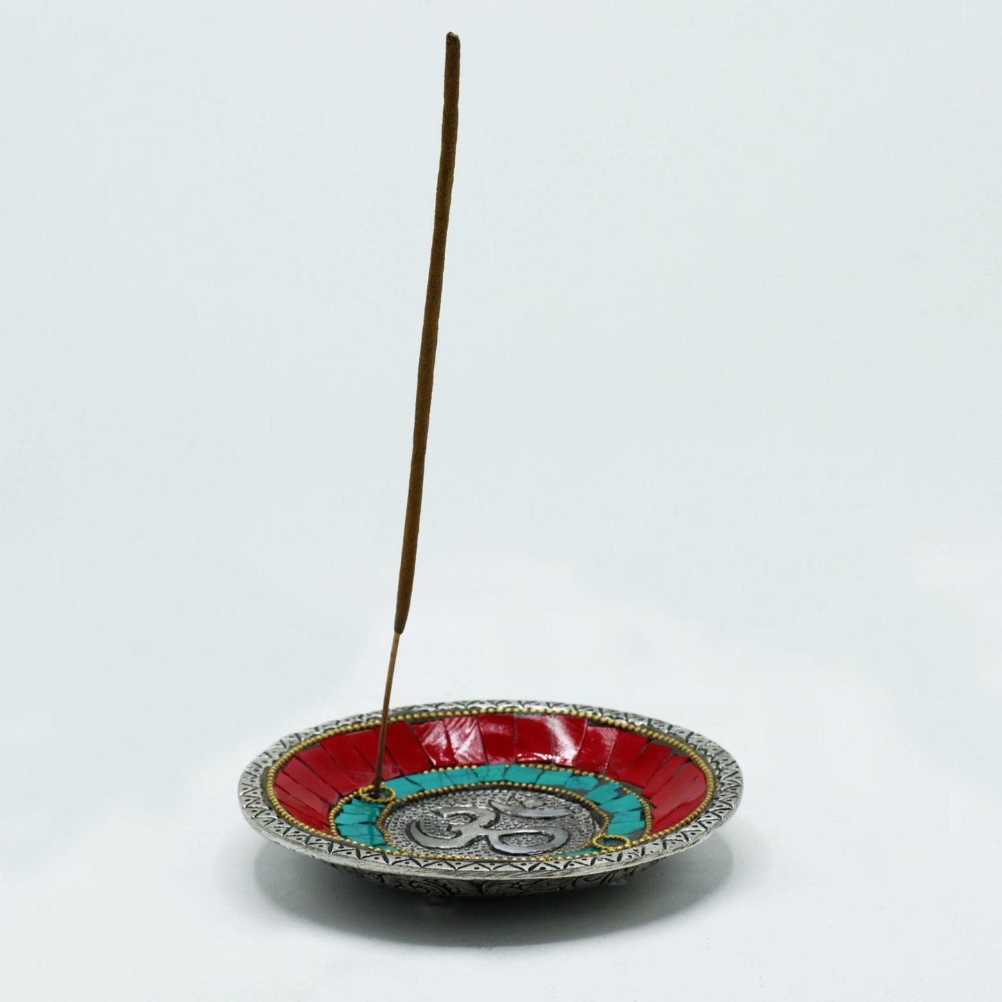 Support de cône et de tige décoratif tibétain Om Plate