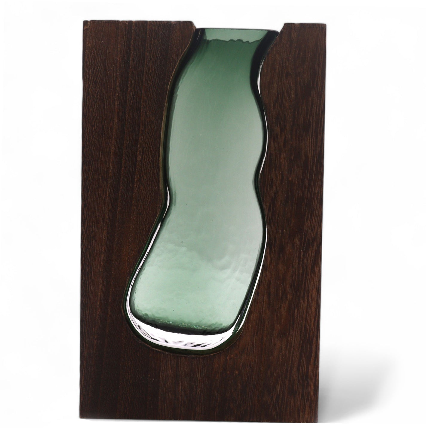 Große Glasvase / Terarium aus dunklem Tungholz – 18 x 5 x 32 cm