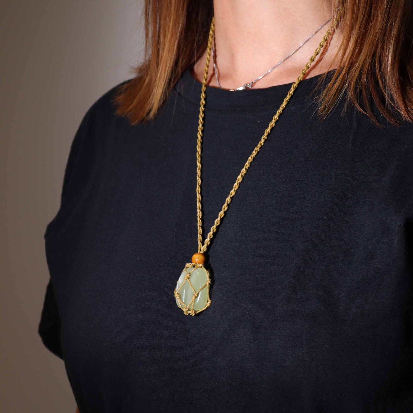 Collier en pierres précieuses cordons 45 cm - Sable