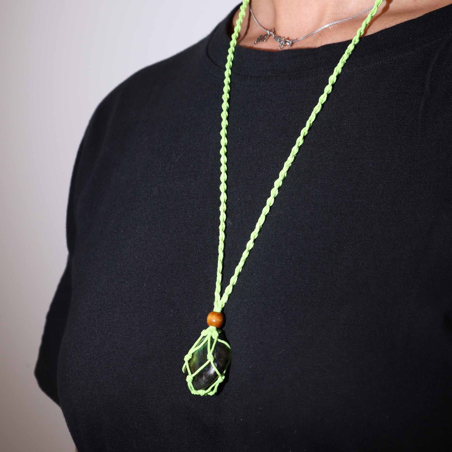 Collier en pierres précieuses 45 cm - Vert