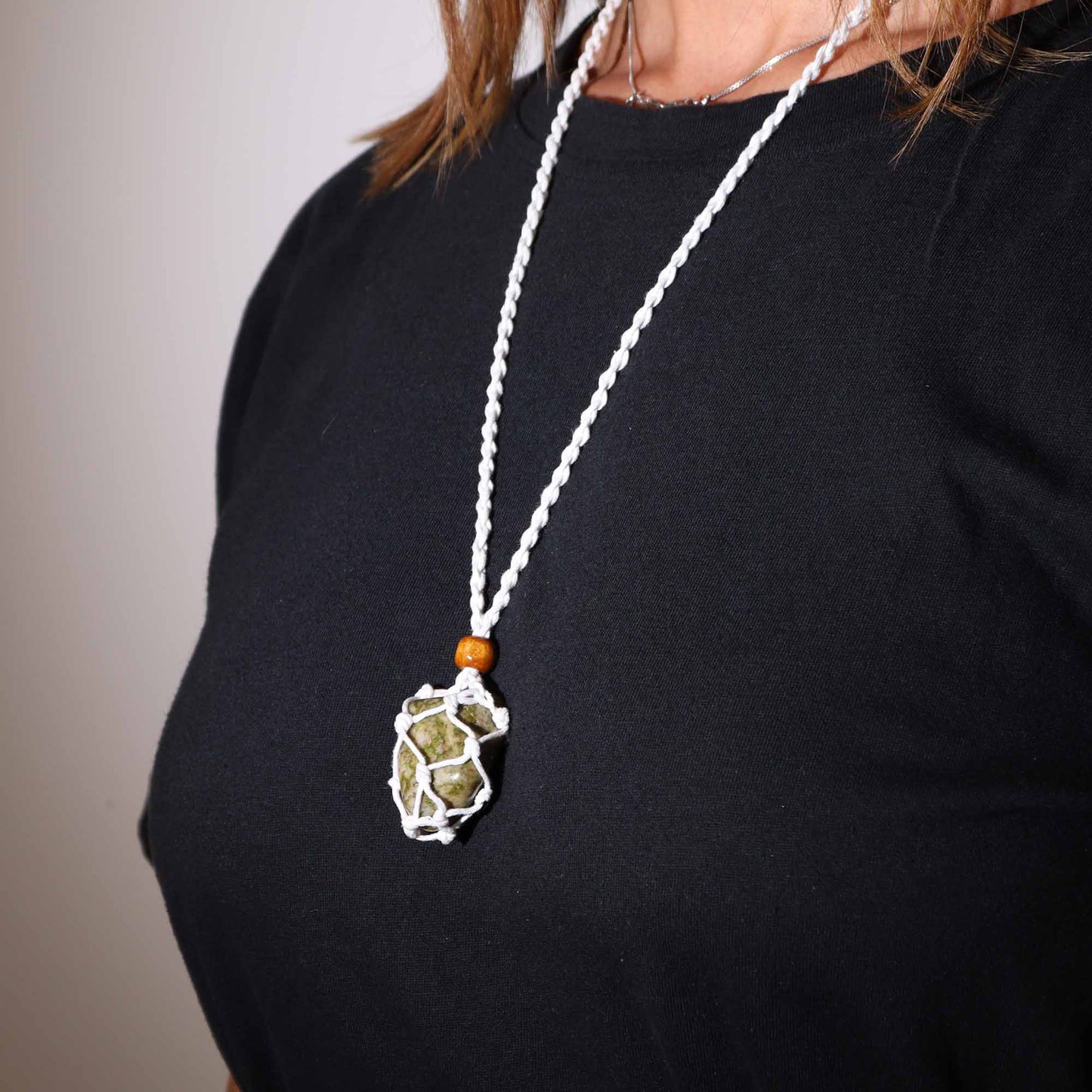 Collier en pierres précieuses, cordons 45 cm - Blanc