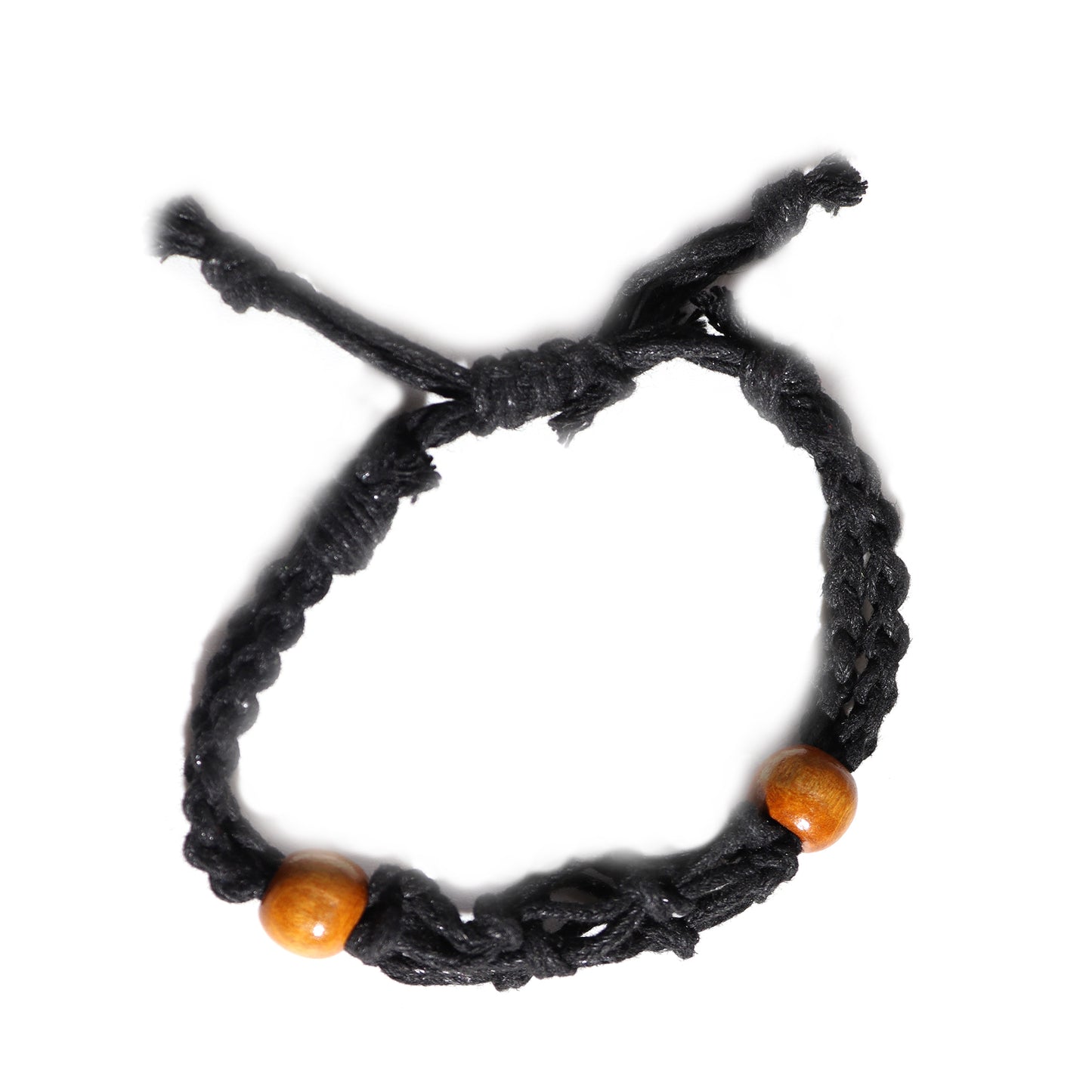 Bracelet en macramé et pierres précieuses 20-28 cm - Noir