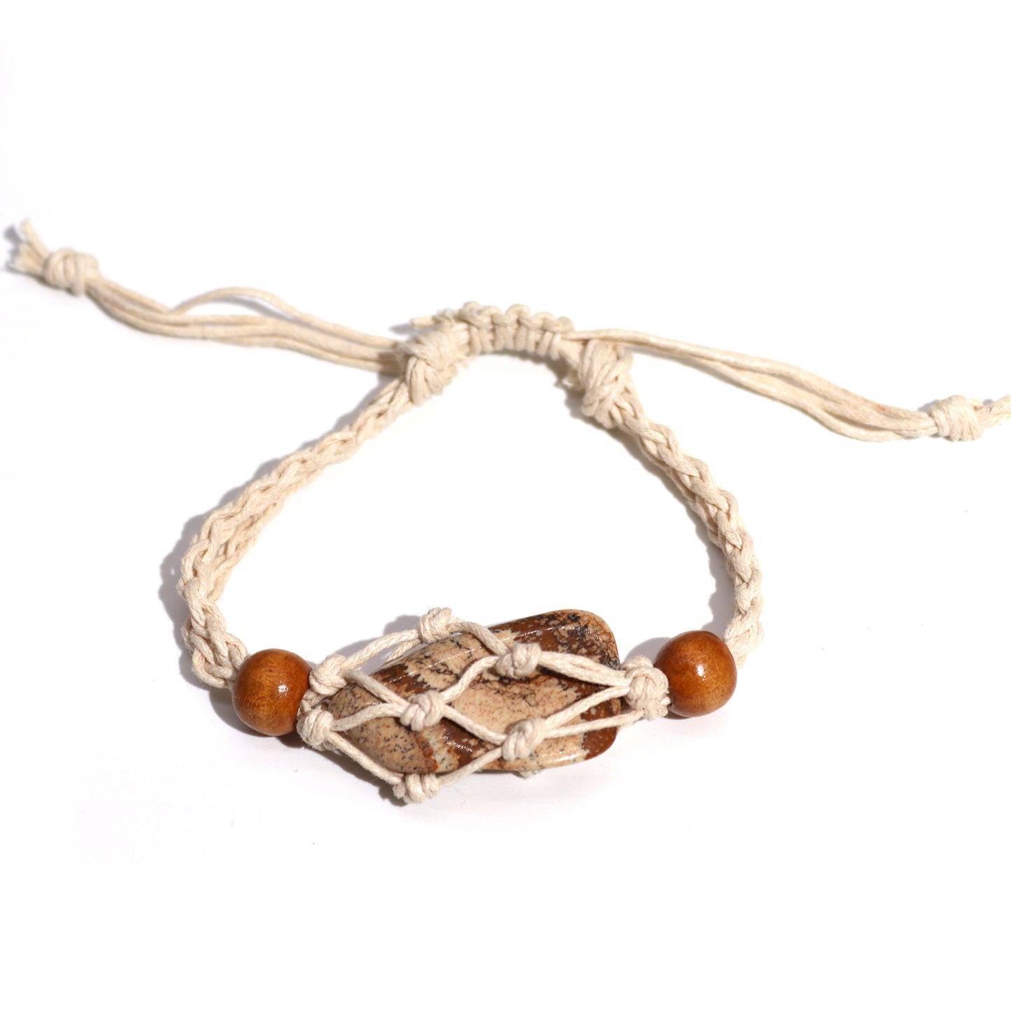 Bracelet en macramé et pierres précieuses naturelles 20-28 cm