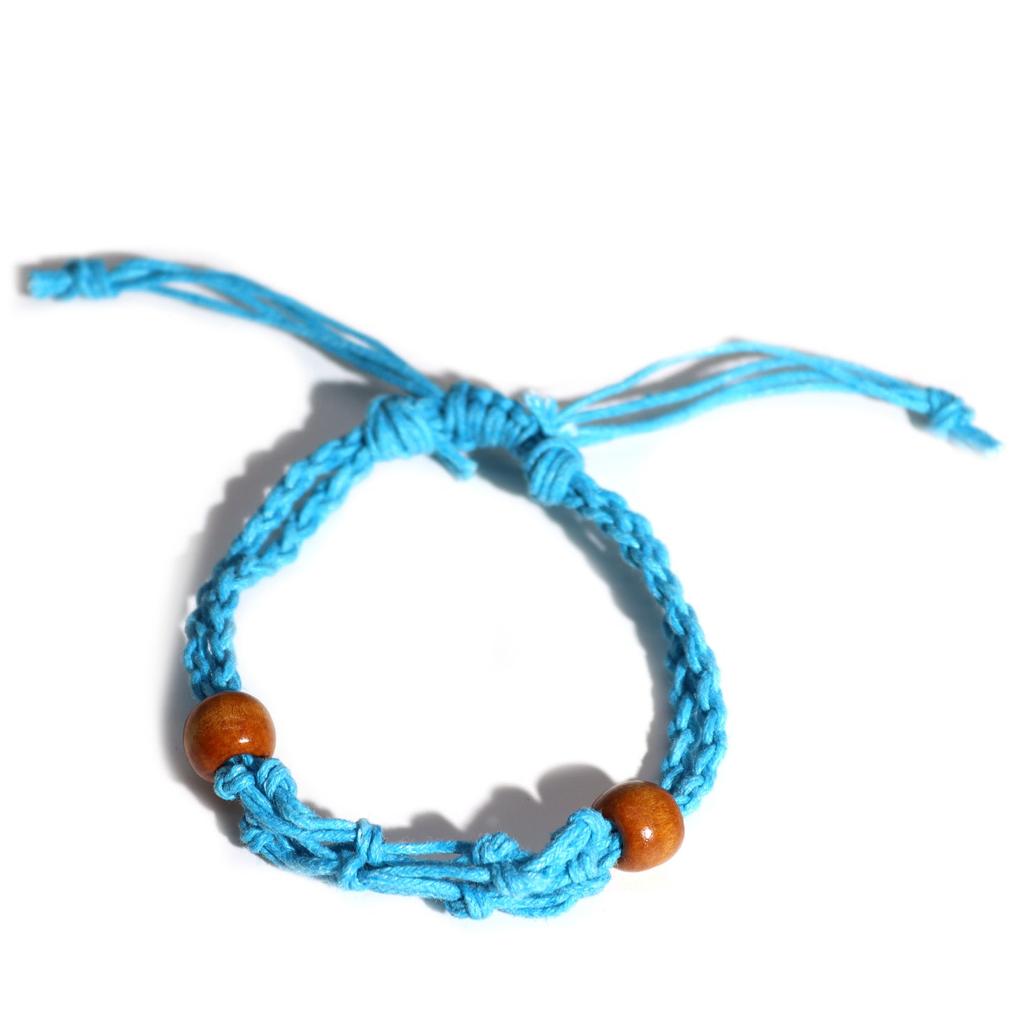 Bracelet en macramé et pierres précieuses 20-28 cm - Bleu