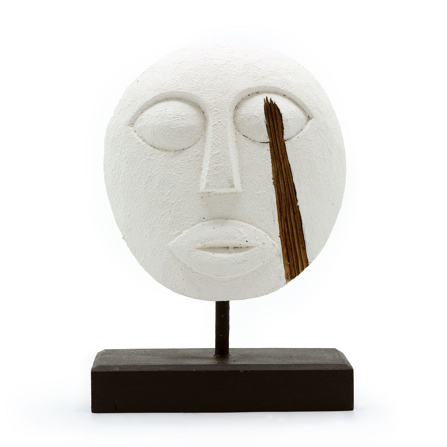 Dekorative Timor-Stammesmaske – Weiß, 27 x 20 cm