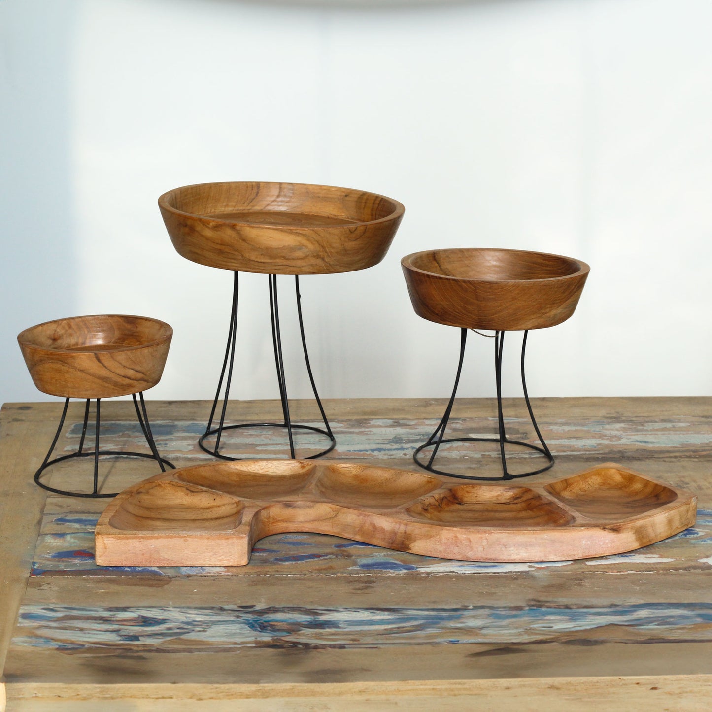 Teakholzschale – Schlangenform (ca. 55 cm)