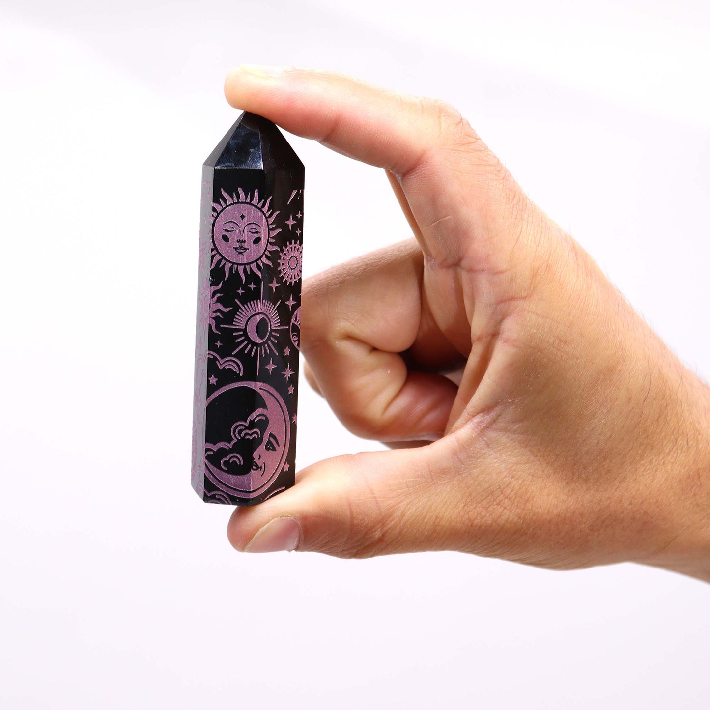Schwarze Obsidianspitzen (ca. 60–70 g, 9 cm) – Mystische Geschichte – Rosa