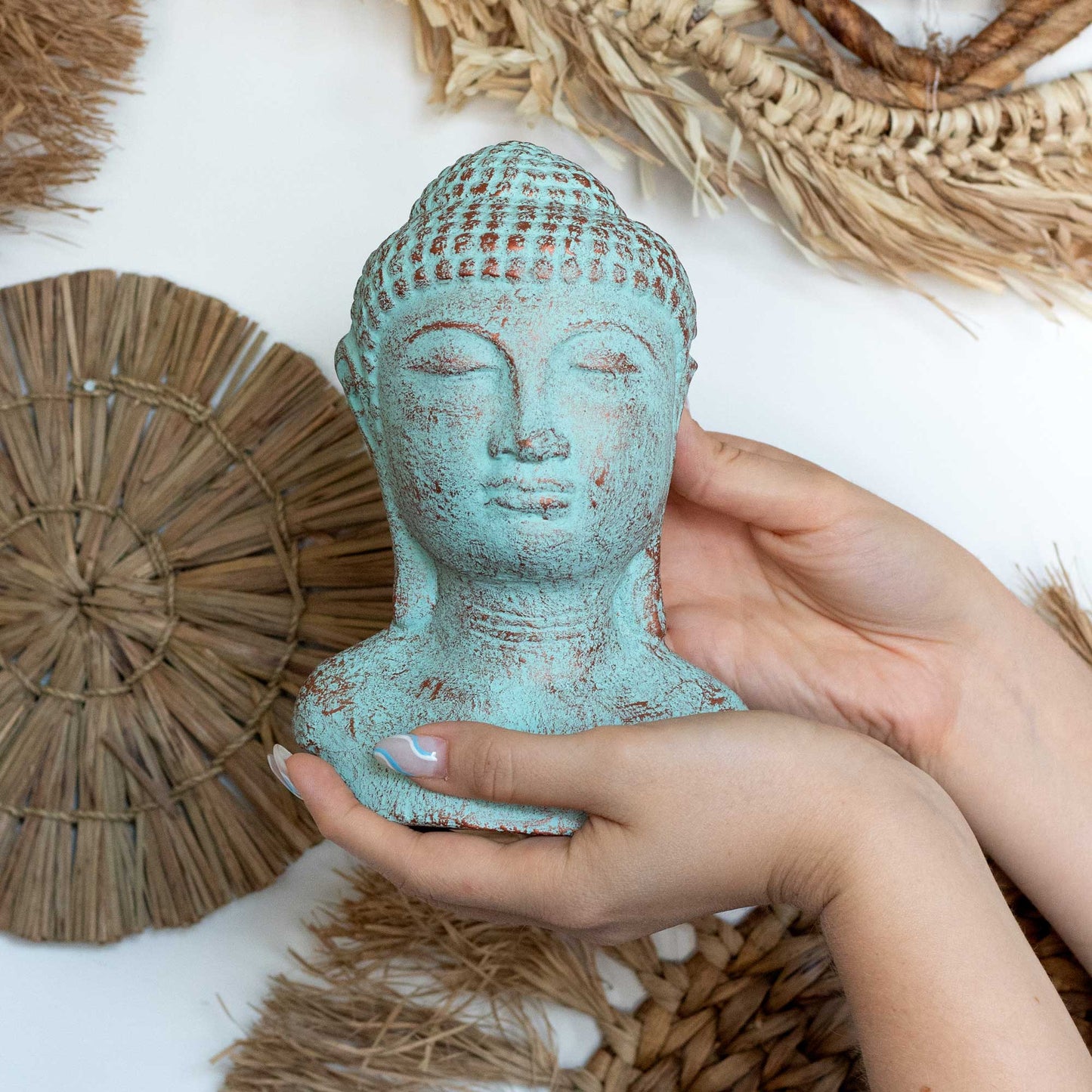 Buddhakopf Tranquility - Grün Kupfer
