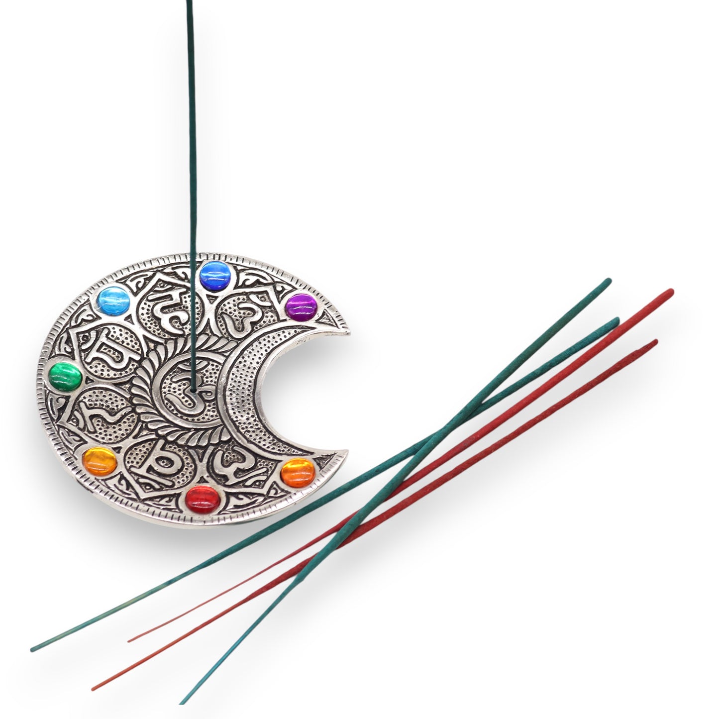 Räucherstäbchenhalter „Sieben Chakren, Mond“, 11,5 cm