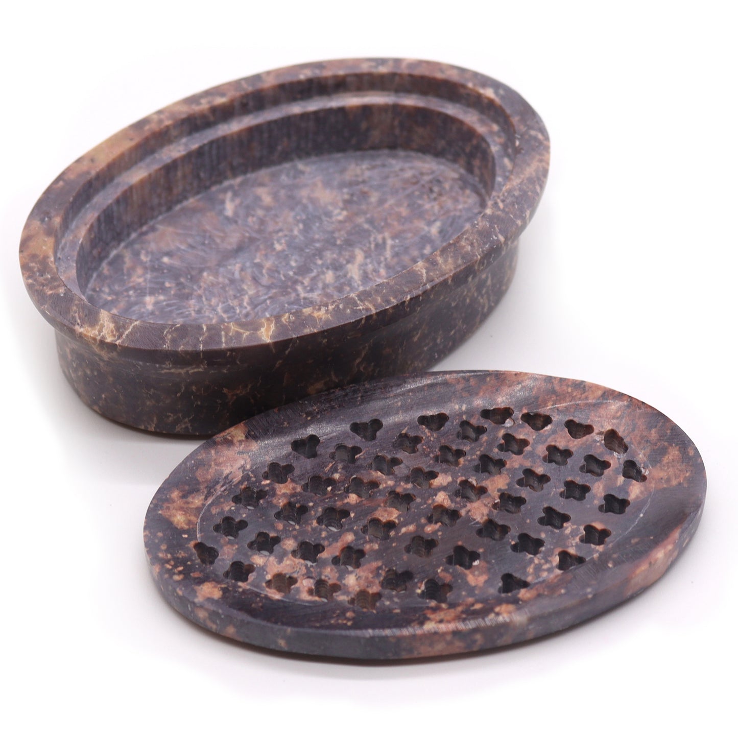 Porte-savon et égouttoir en stéatite 11x8cm - Ovale Classique