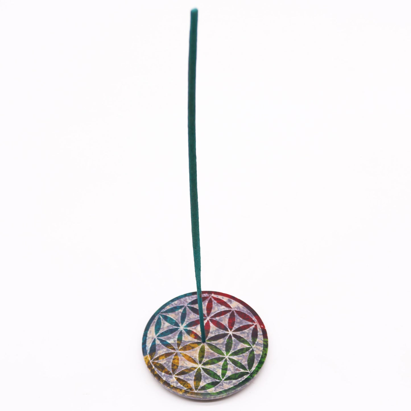 Porte-encens en forme de disque en stéatite 8 cm - Fleur de vie