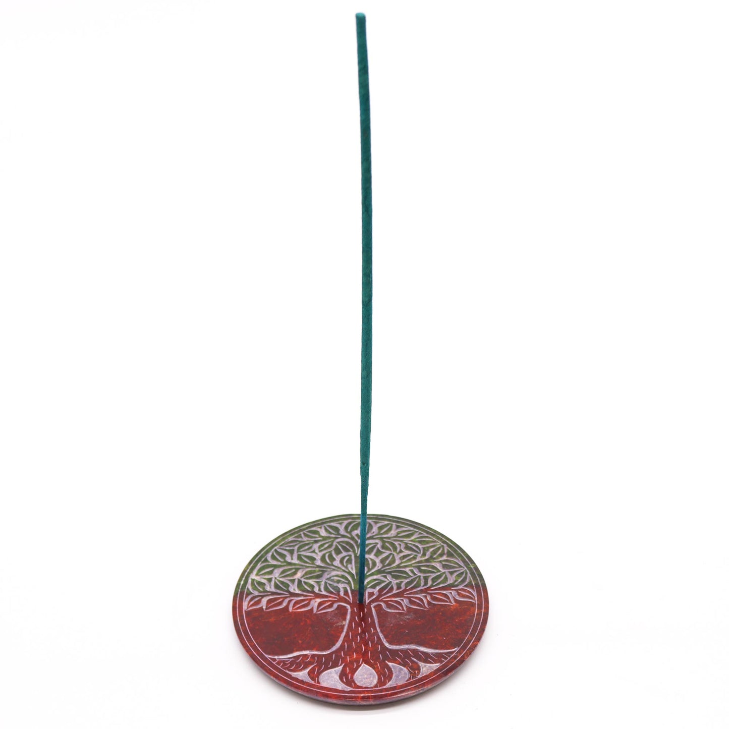 Porte-encens en forme de disque en stéatite 10 cm - Arbre de vie