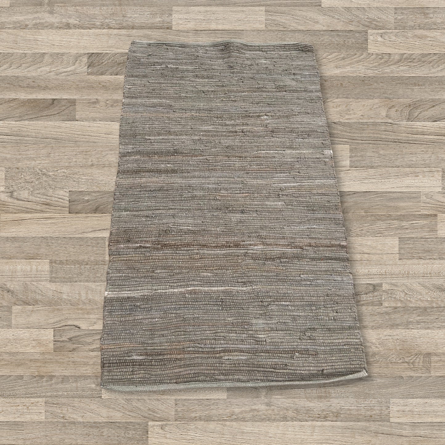 Kleiner indischer handgewebter Baumwollteppich – 50 x 90 cm – Anthrazit
