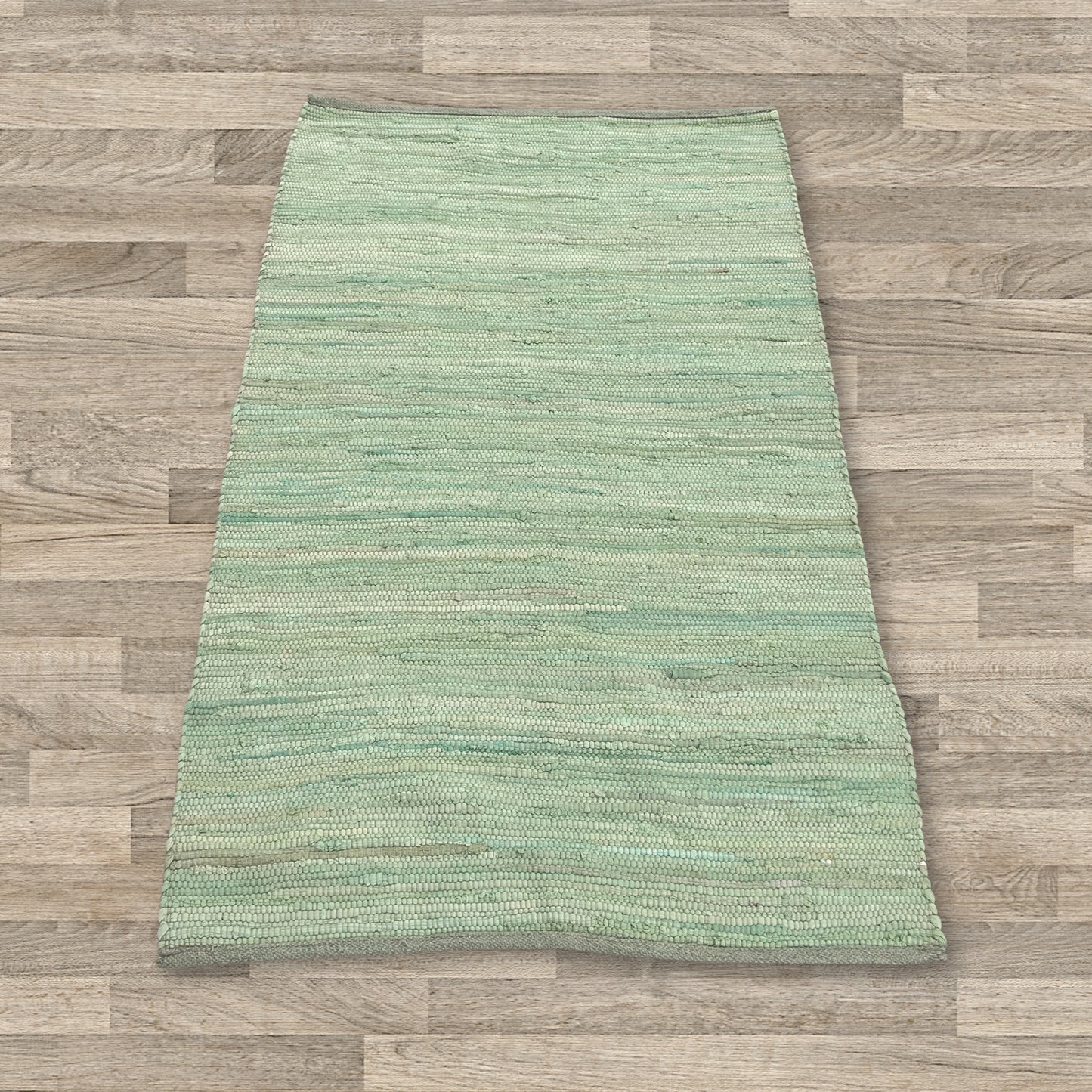 Kleiner indischer handgewebter Baumwollteppich – 50 x 90 cm – Grün