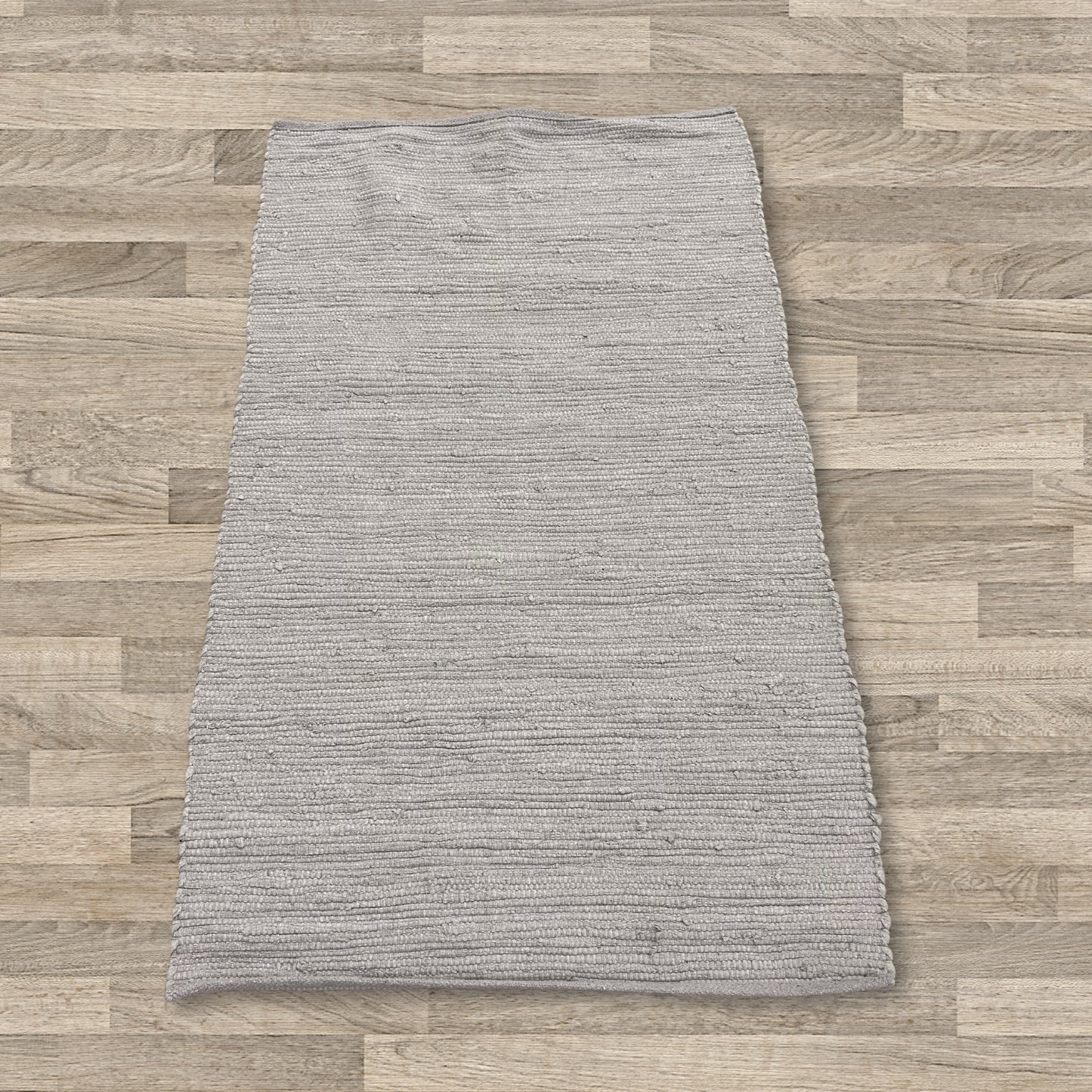Kleiner indischer handgewebter Baumwollteppich – 50 x 90 cm – Grau