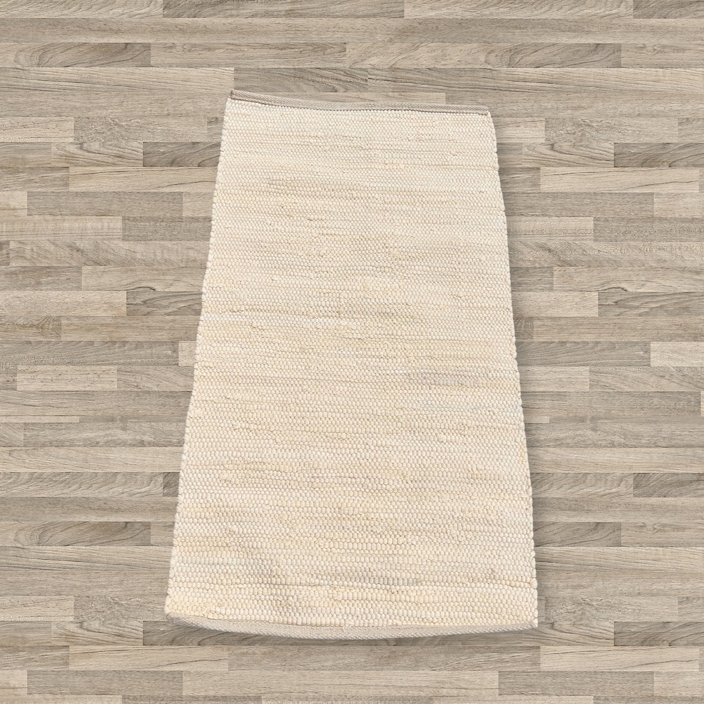 Mittelgroßer indischer handgewebter Baumwollteppich – 90 x 150 cm – Creme