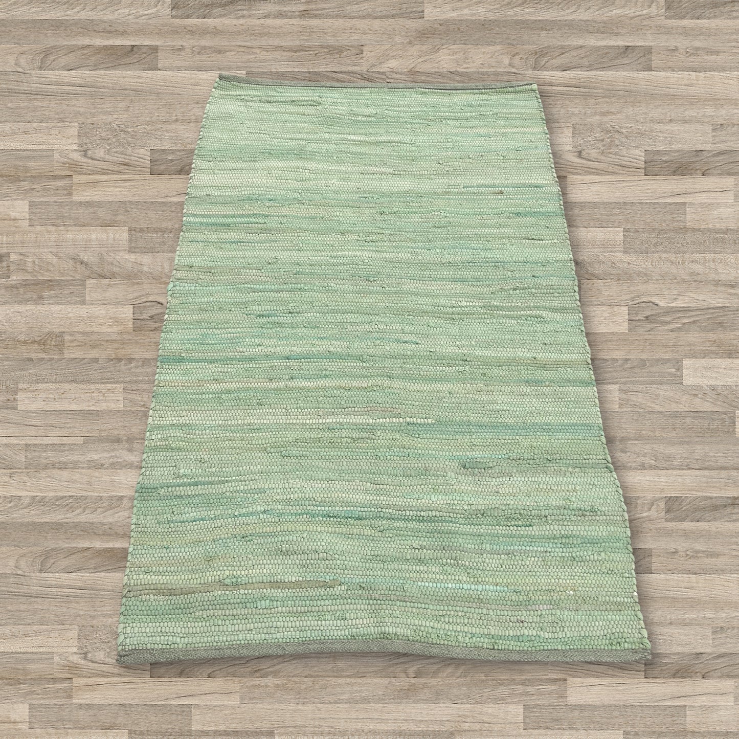 Mittelgroßer indischer handgewebter Baumwollteppich – 90 x 150 cm – Grün