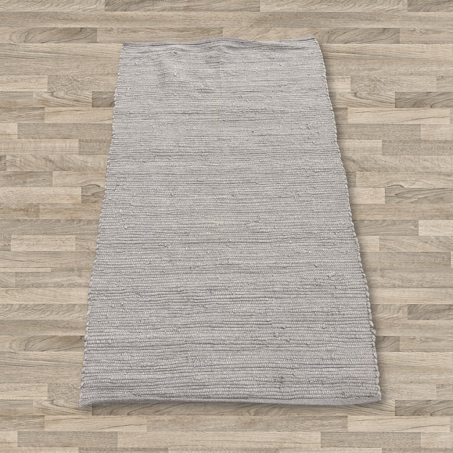 Mittelgroßer indischer handgewebter Baumwollteppich – 90 x 150 cm – Grau