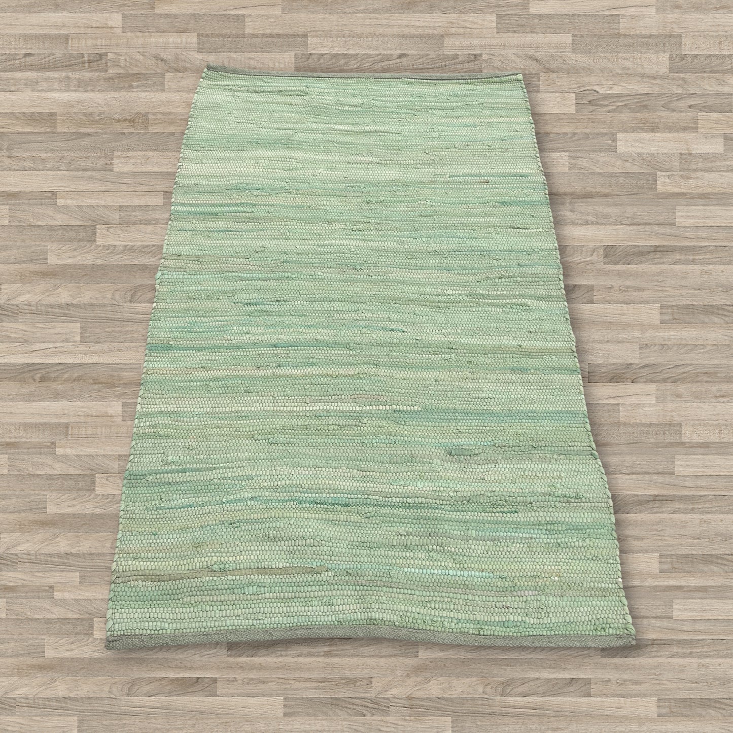 Großer indischer handgewebter Baumwollteppich – 130 x 170 cm – Grün