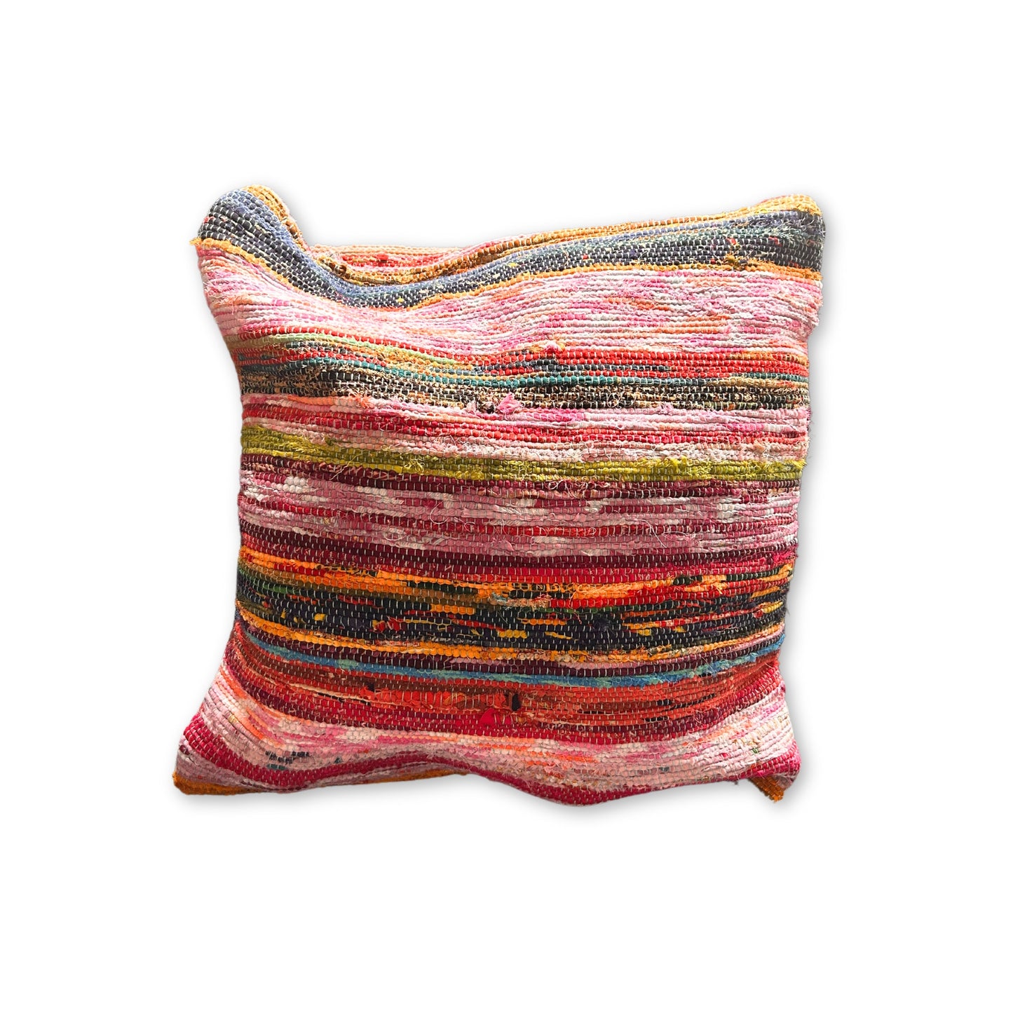 Kissenbezug aus recyceltem Teppich – 40 x 40 cm – Blau und Rot