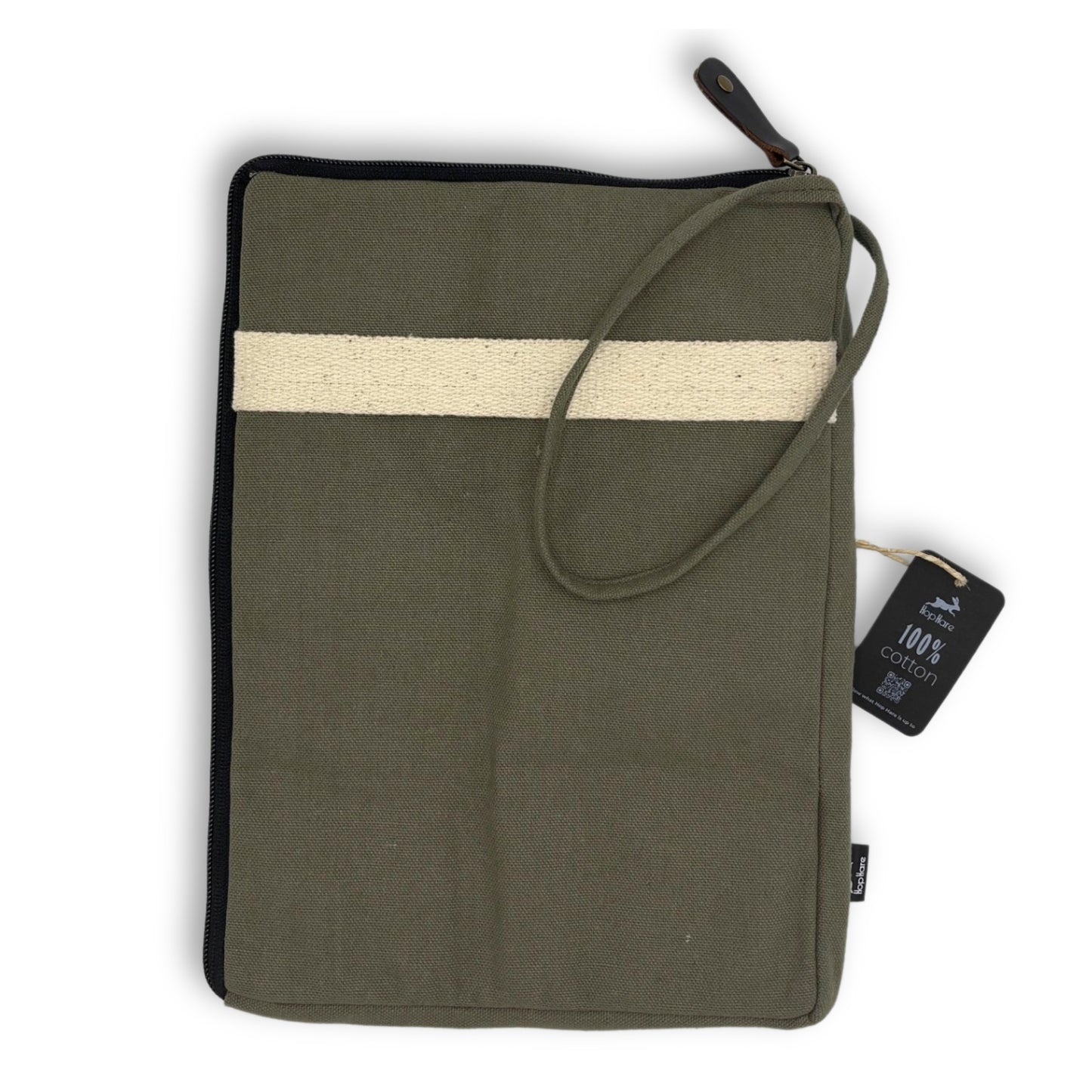Housse pour ordinateur portable Hope Hare en toile - Olive