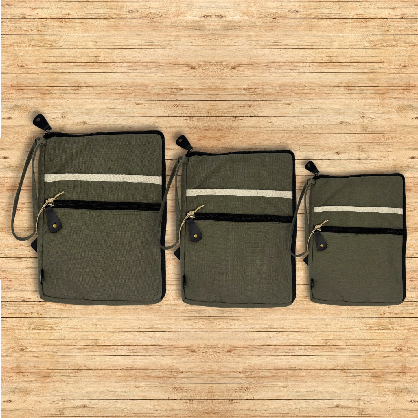 Grande housse en toile pour ordinateur portable - Olive
