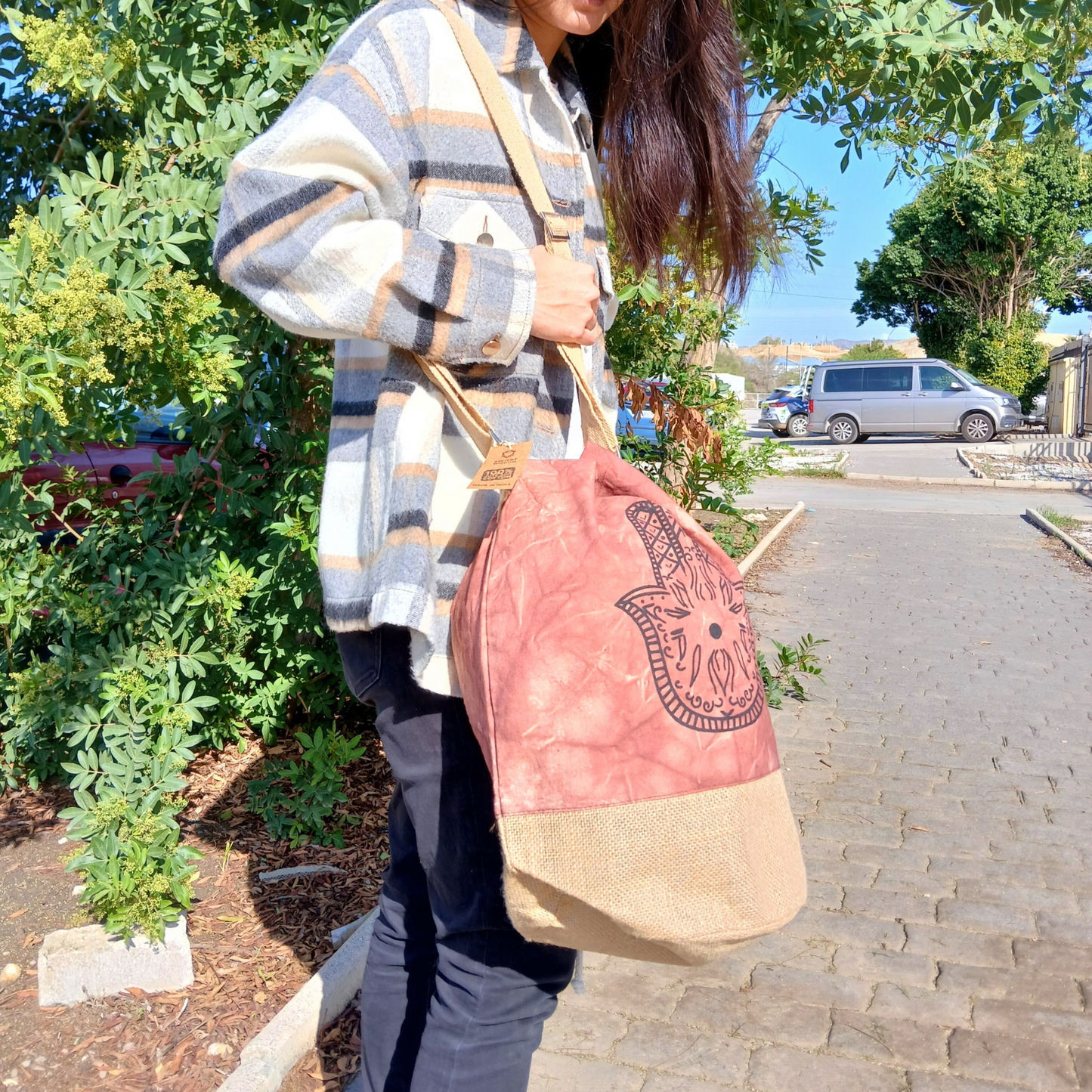 Sac à dos 100 % naturel - Effet délavé Terracotta - Hamsa