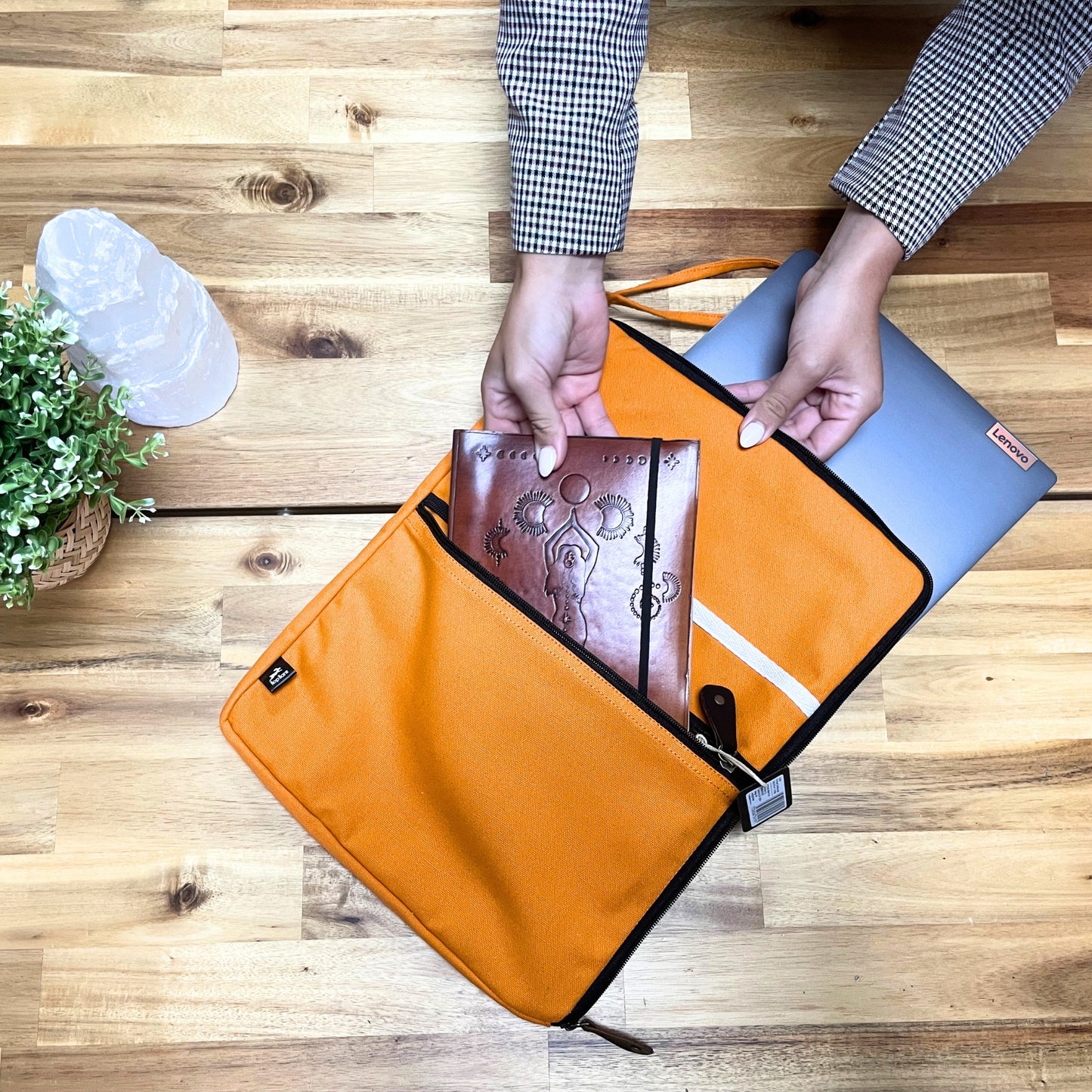 Grande housse en toile pour ordinateur portable - Olive