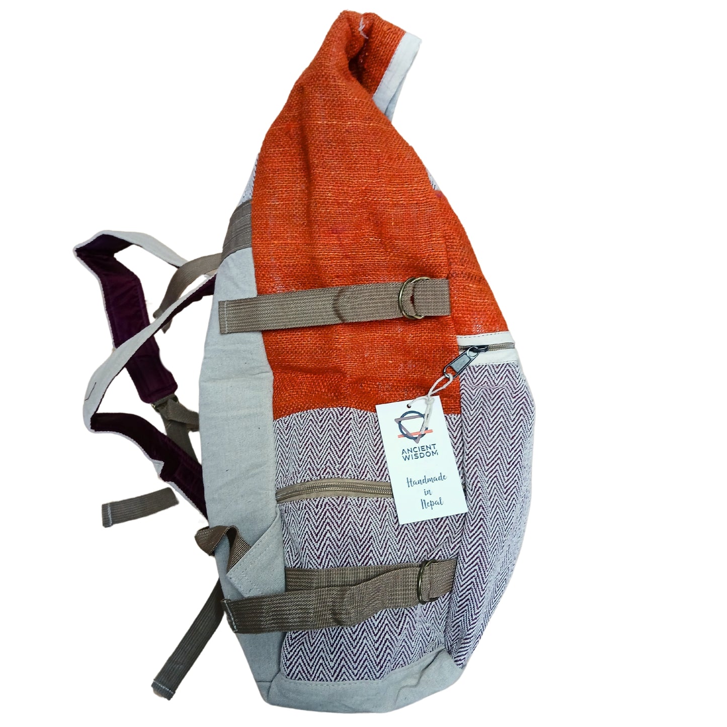 Sac à dos de randonnée en chanvre - Orange coucher de soleil