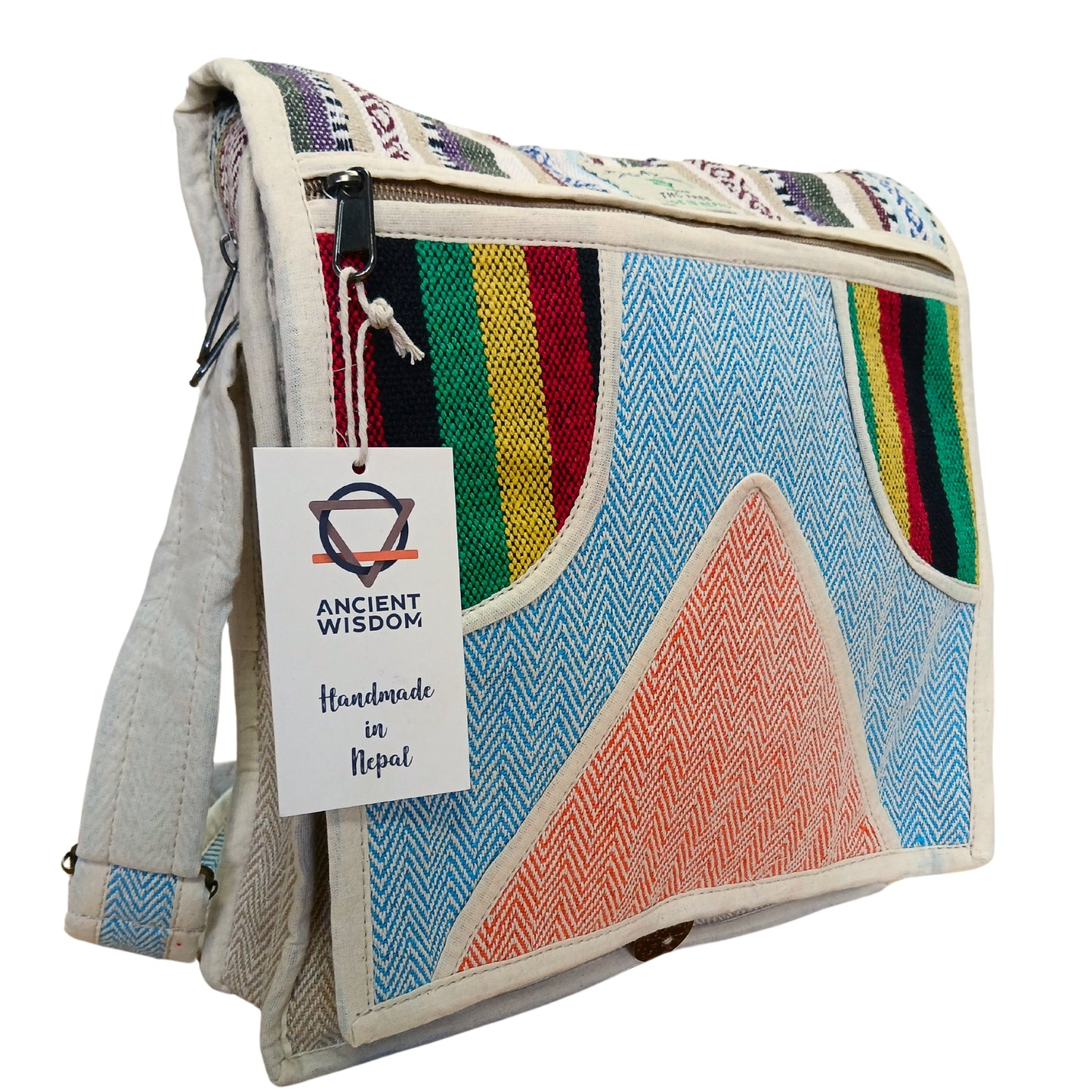 Sac messager pour ordinateur portable en chanvre - Triangle