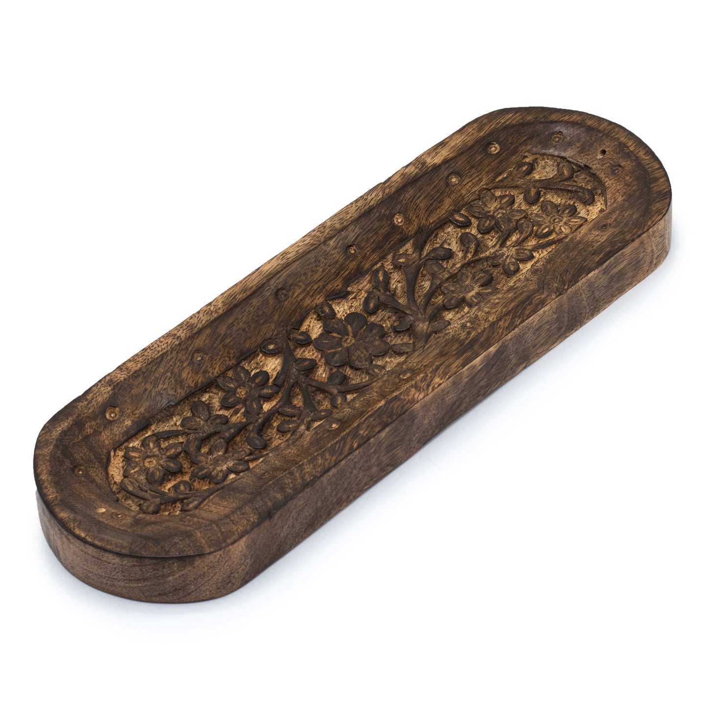 Grand plateau à encens 30x10cm - Motif floral