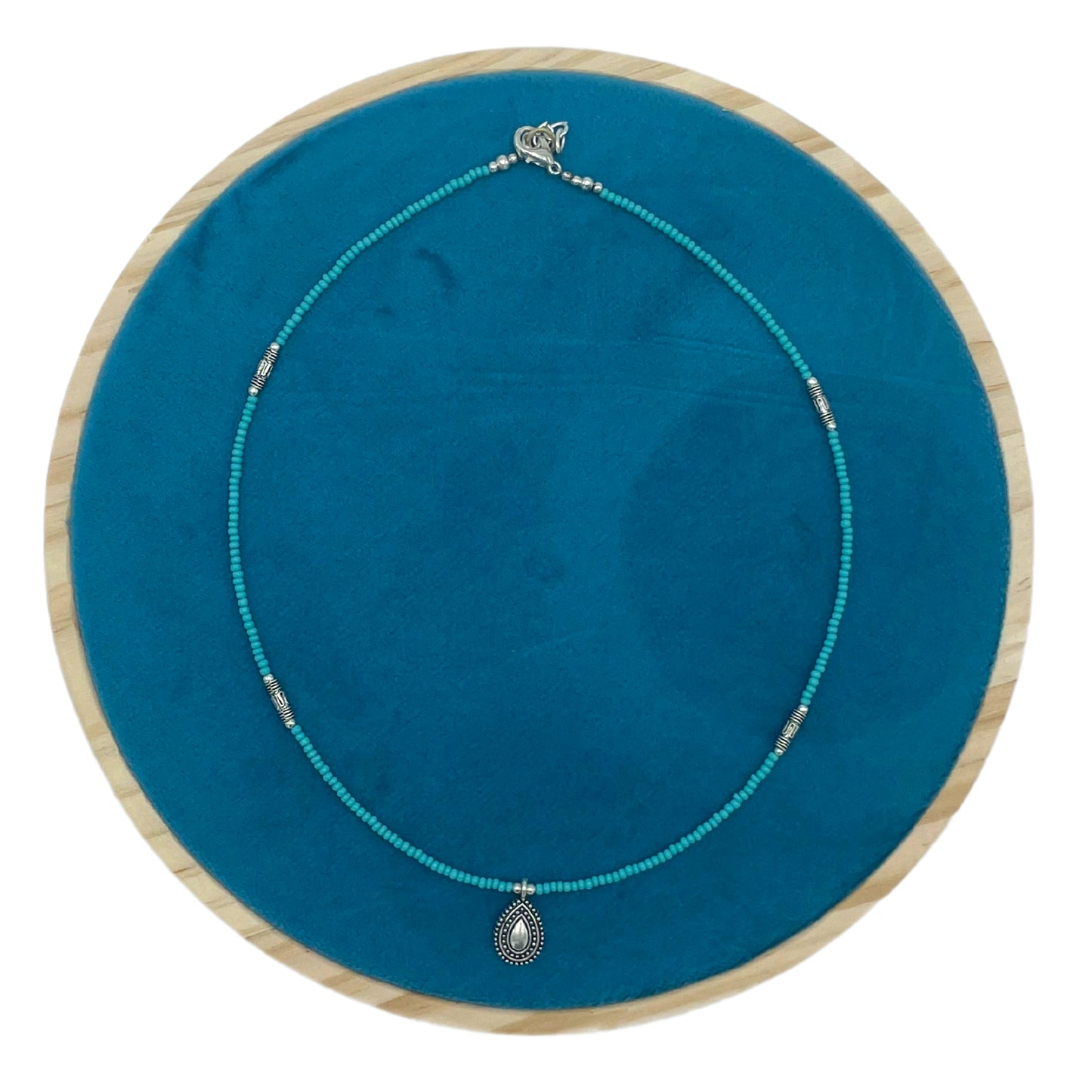 Collier en pierres précieuses extra-fines du Népal - Turquoise et goutte