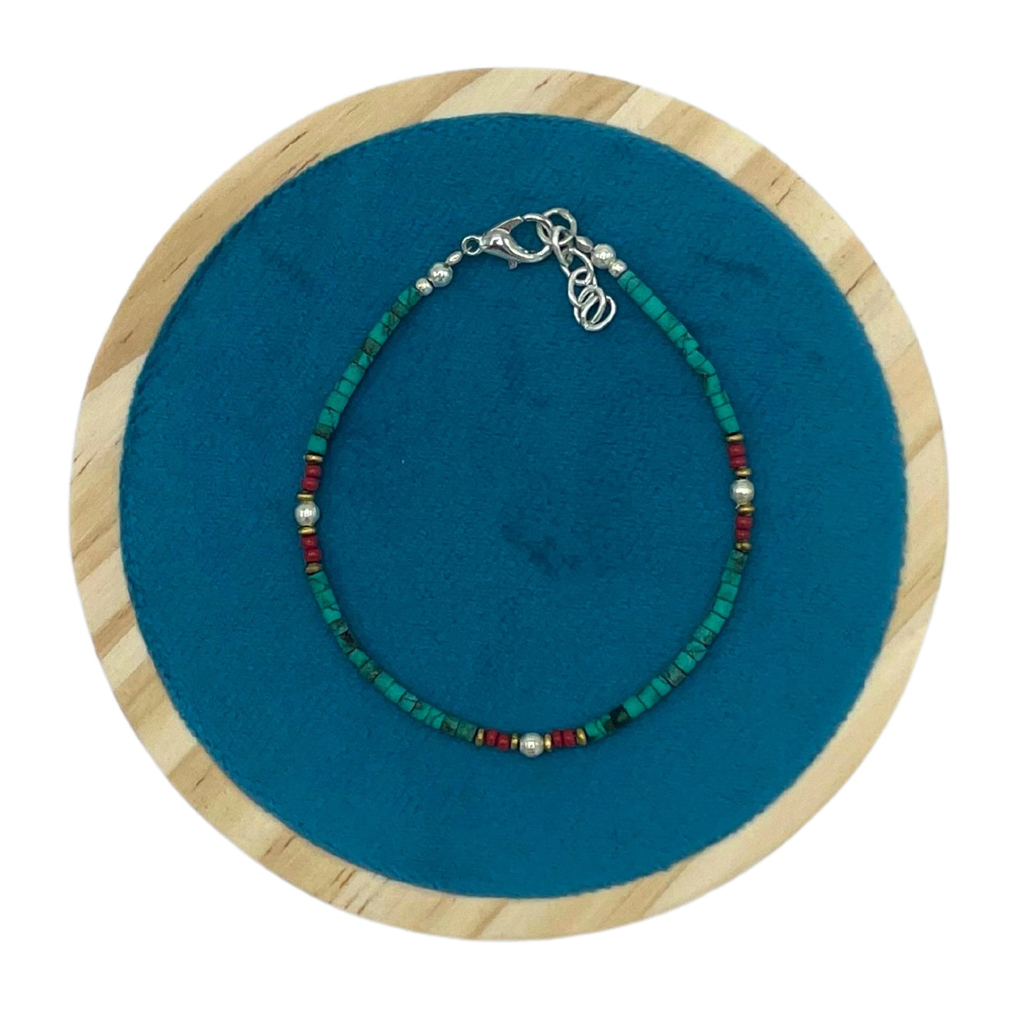 Bracelet népalais en pierres précieuses extra-fines - Turquoise et pierre