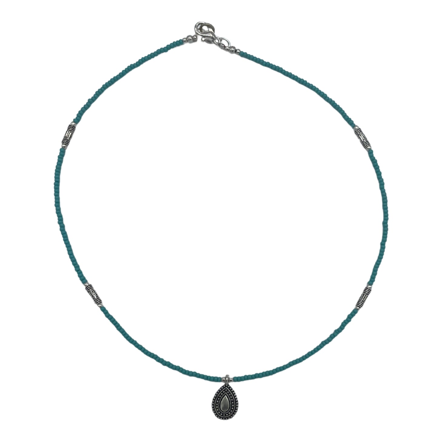 Collier en pierres précieuses extra-fines du Népal - Turquoise et goutte