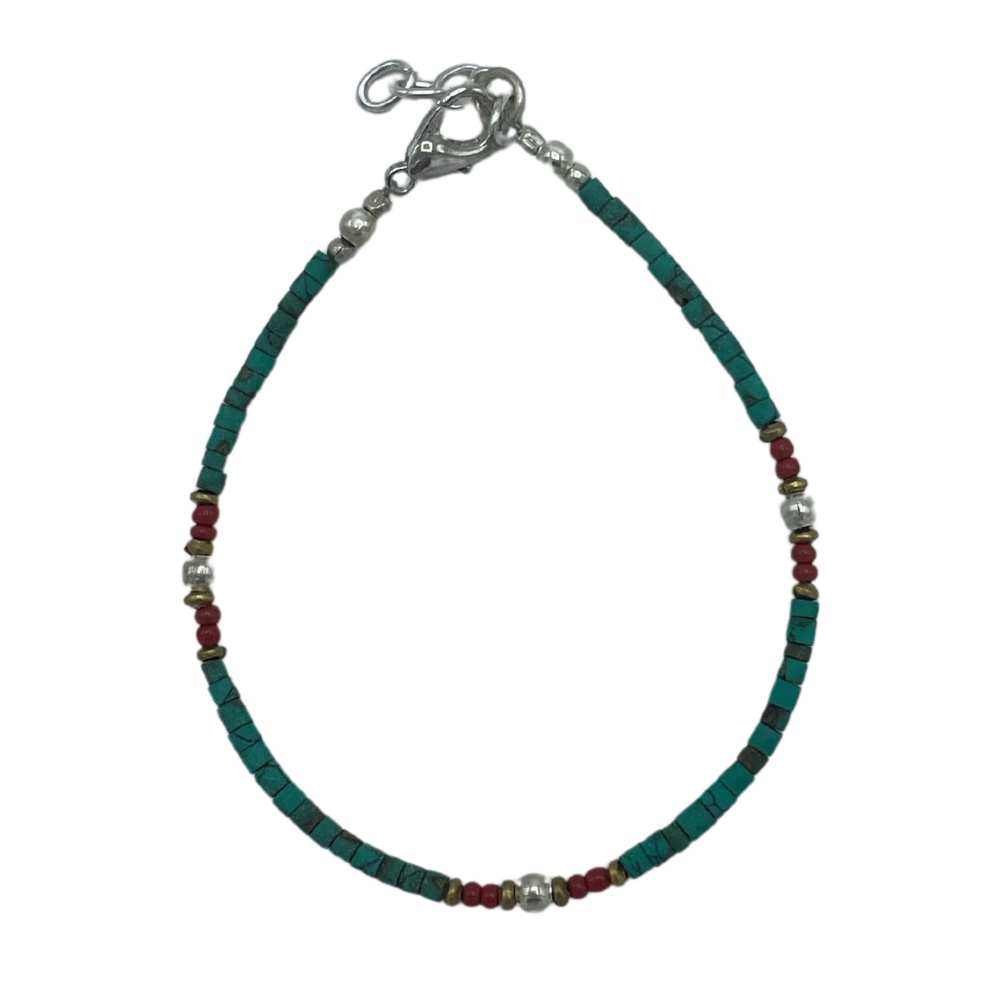 Bracelet népalais en pierres précieuses extra-fines - Turquoise et pierre